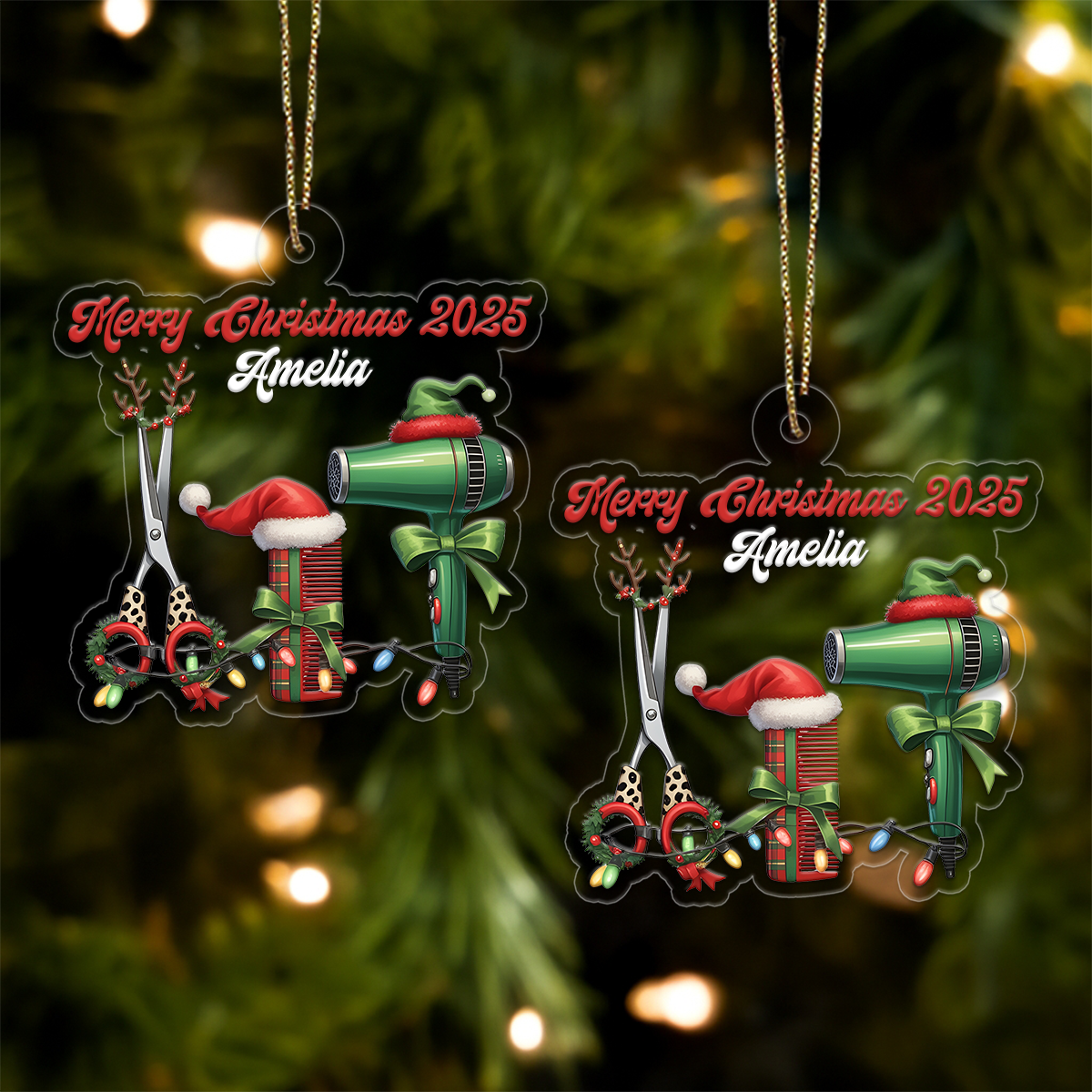 Custom Name Hair Stylist Xmas