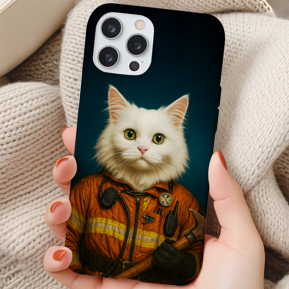 Custom Dog Photo Firefighter Phone Case _ Gift For Dog Lovers