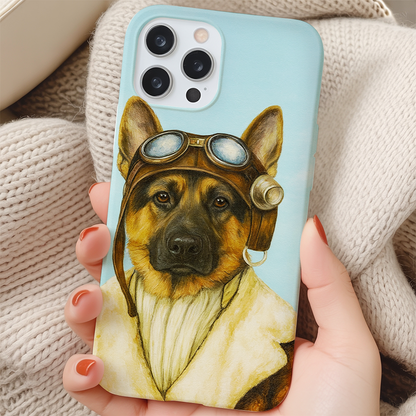 Custom Photo Portrait Pilot Phone Case Gift For Dog Lovers