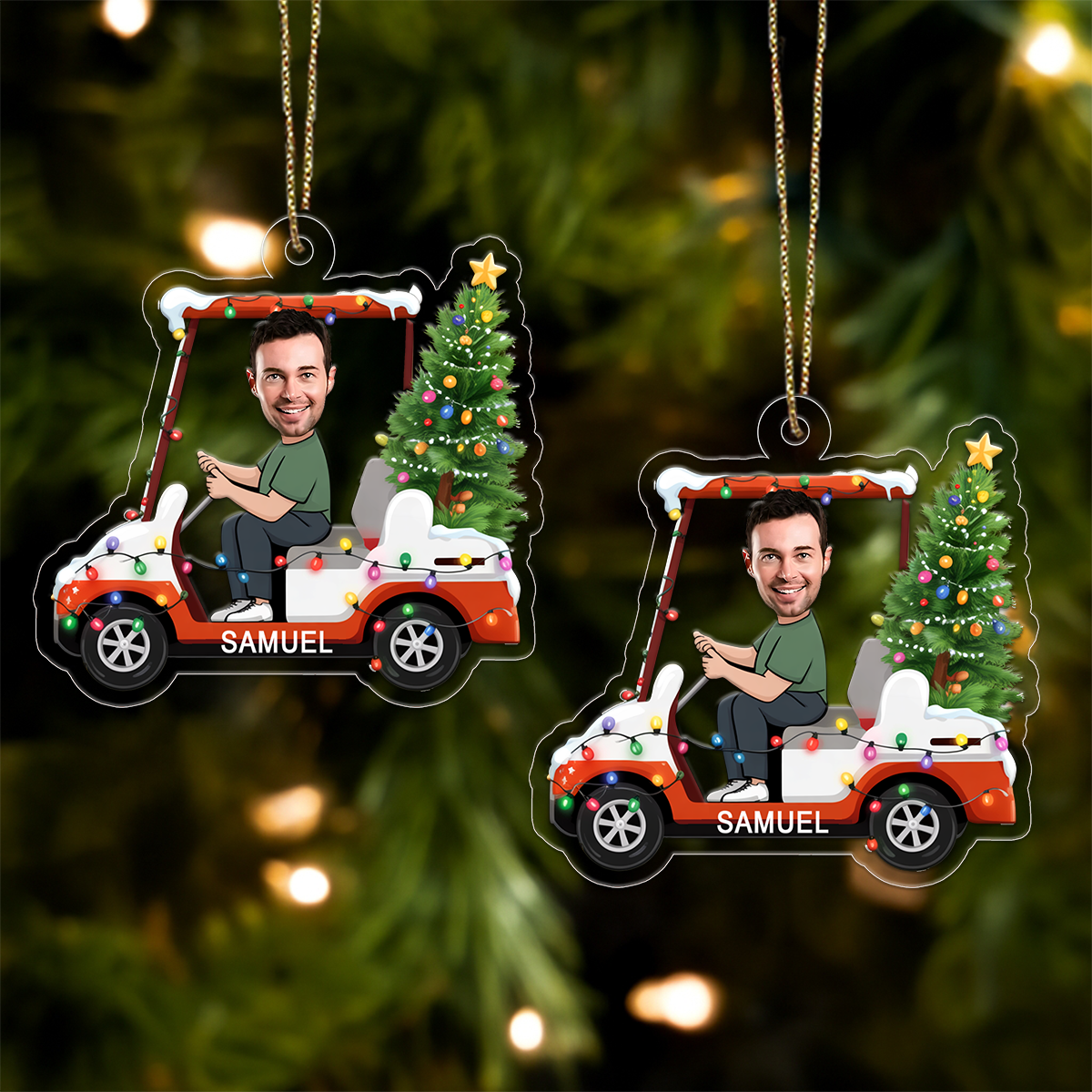 Custom Photo Golf Cart Xmas