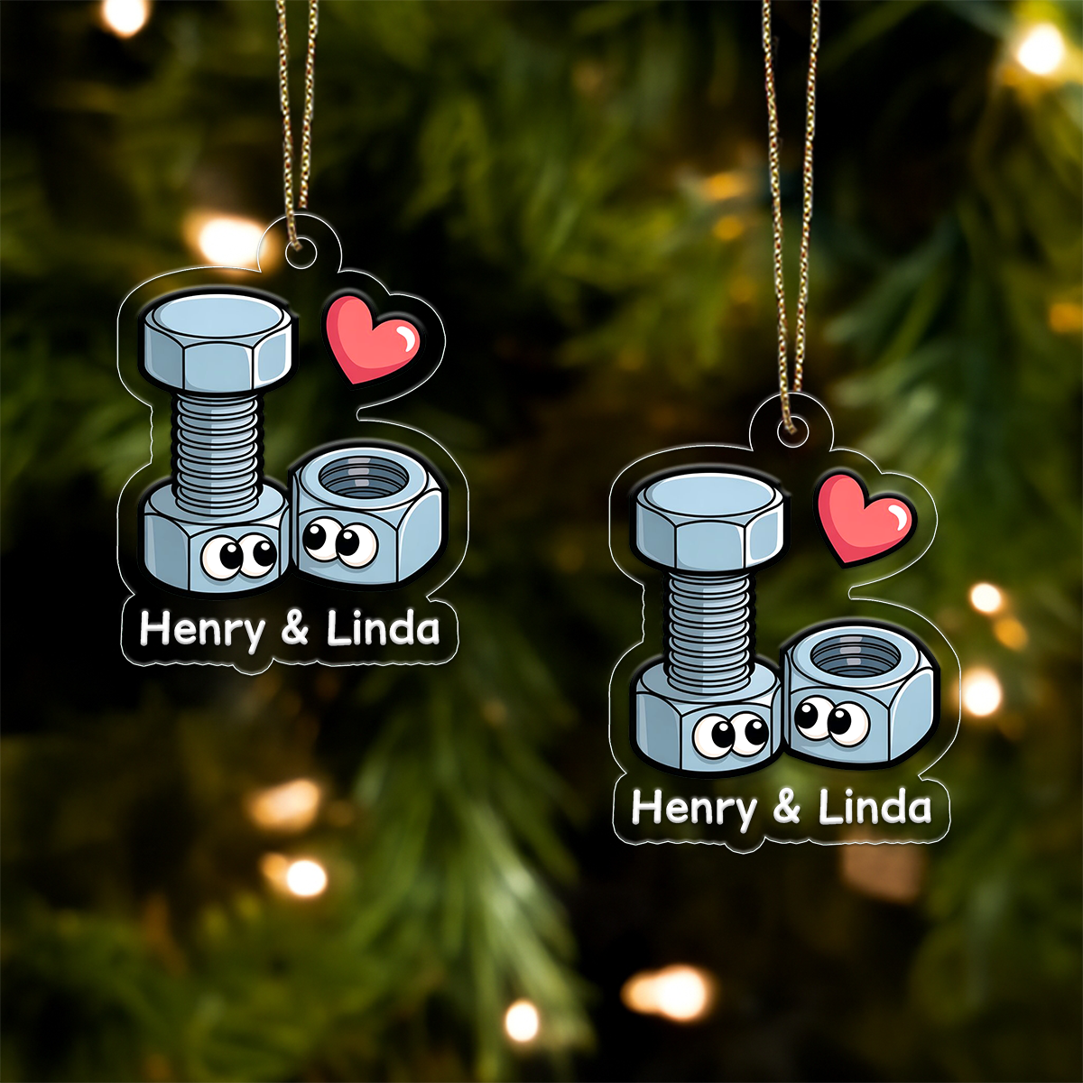 Personalized Screws Couple Ornament, Funny Ornament, Custom Naughty Christmas Ornament, Gag Gift for Boyfriend Girlfriend, Holiday Decor