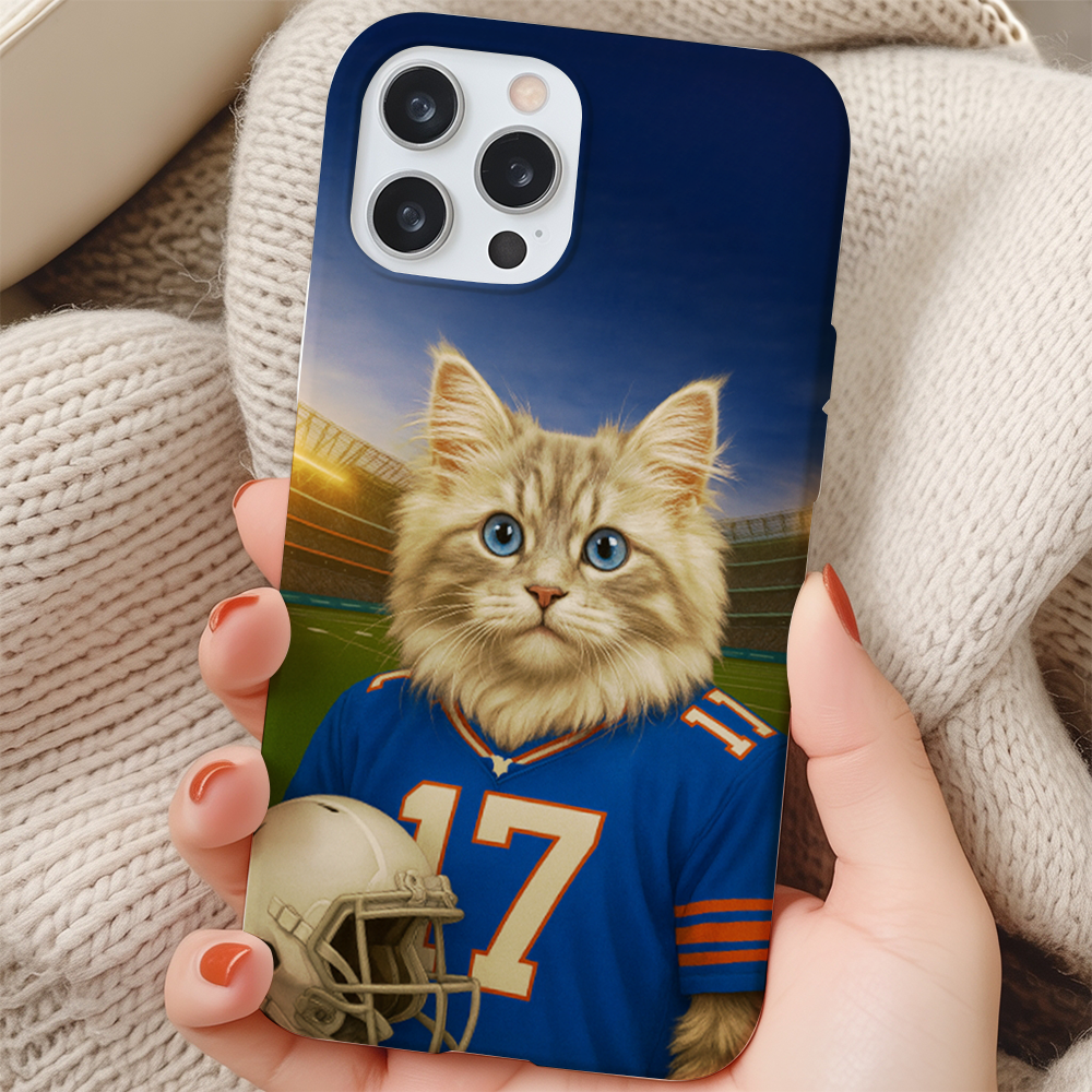Custom Cat Photo Football Style Phone Case _ Gift For Cat Lovers