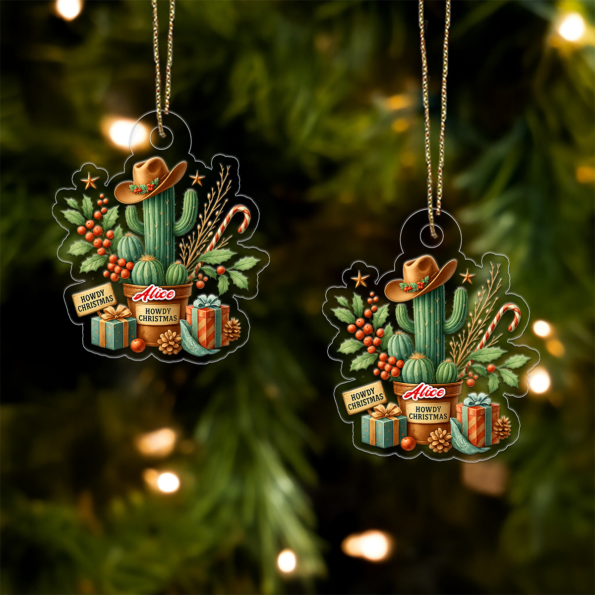 Custom Name Catus Howdy Christmas