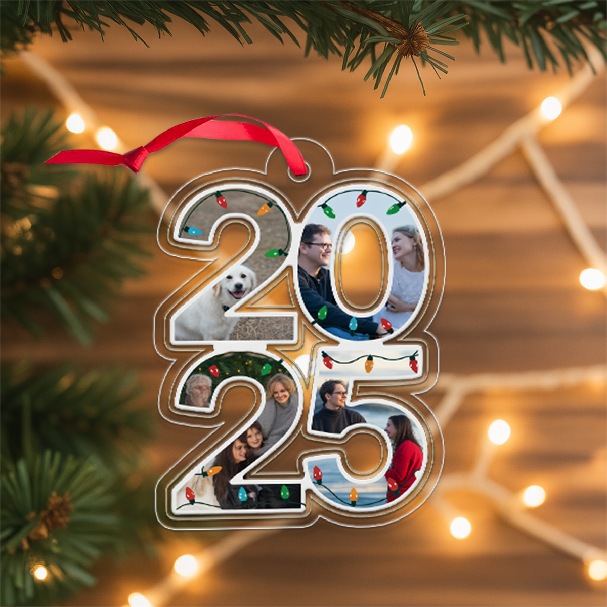 Custom Photo What A Year - Personalized Custom Shaped Acrylic Ornament