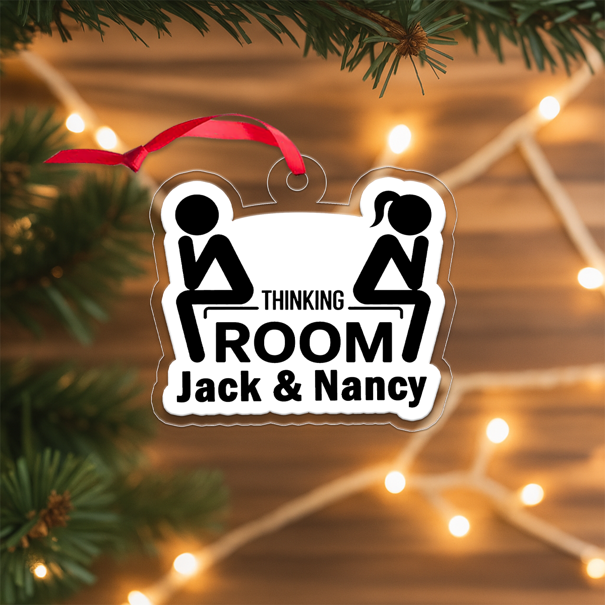 Personalized WC Toilet Thinking Room Ornament, Custom Funny Bathroom Christmas Ornament, Adult Humor Ornament, Holiday Decoration