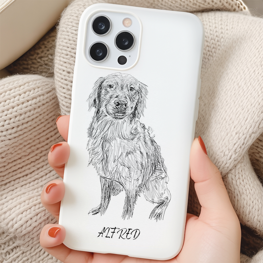 Custom Photo Pencil Sketch Dog Phone Case Gift For Dog Lovers