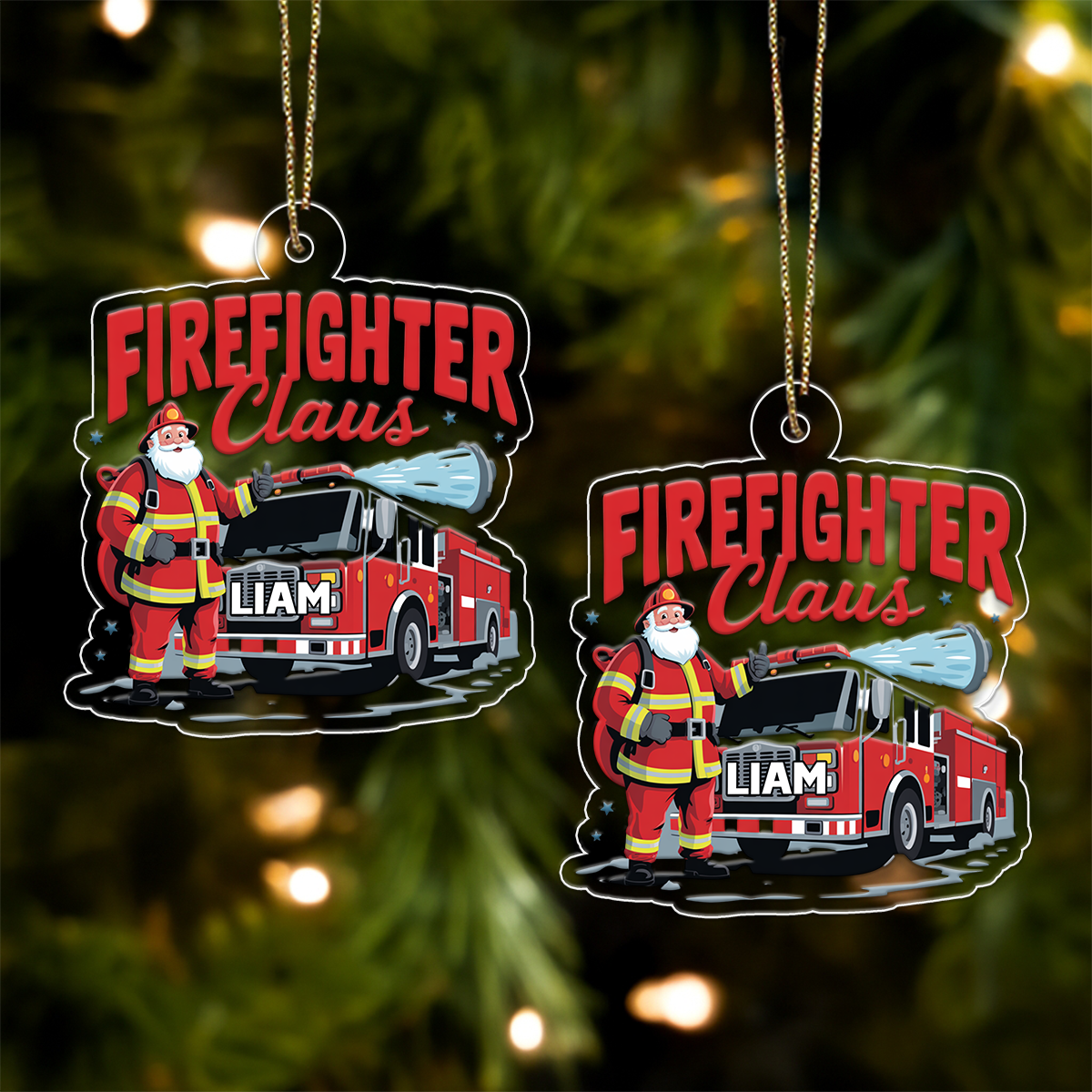 Custom Name Firefighter Claus