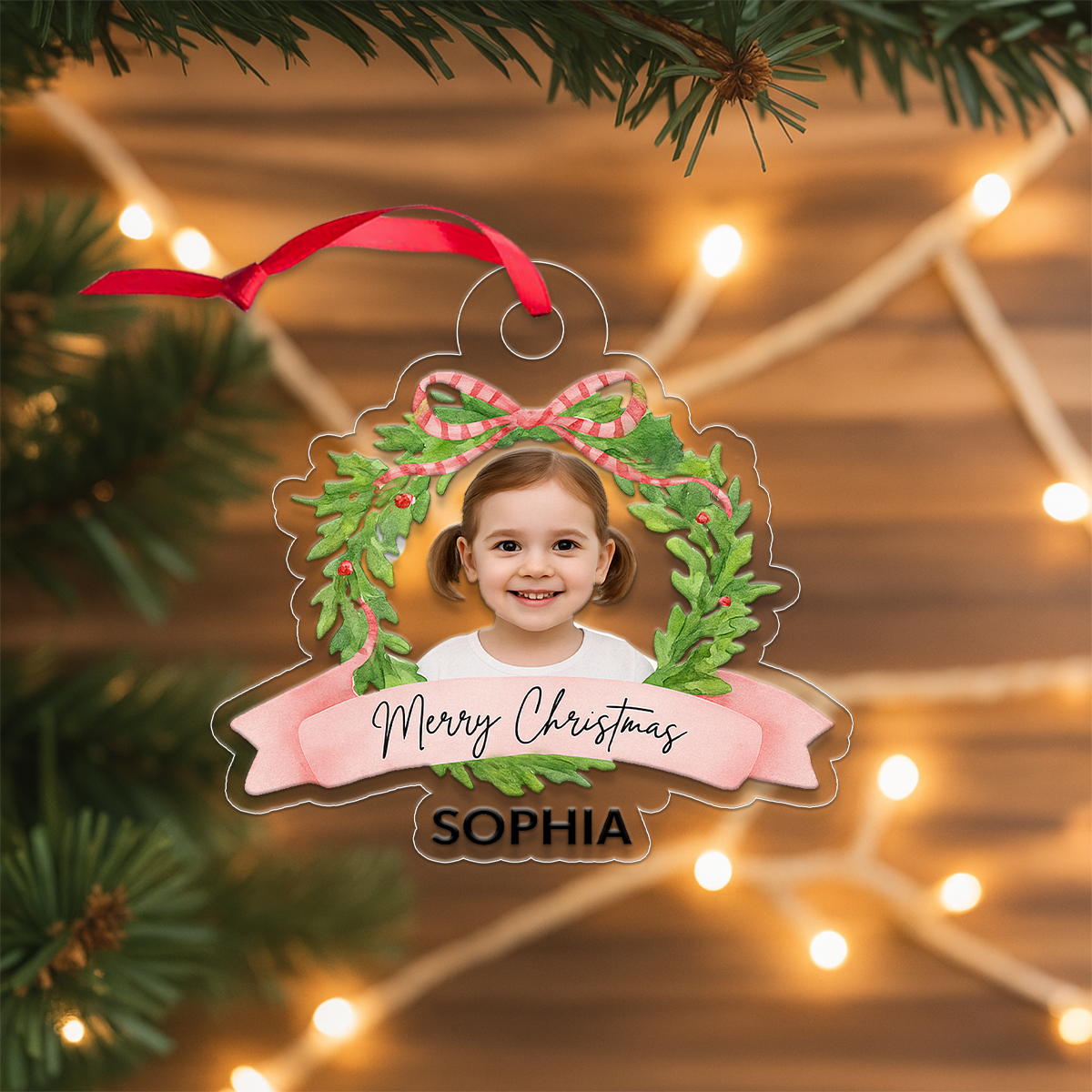 Custom Photo Baby Portrait Christmas Ornament, Personalized Baby First Christmas Ornament, Newborn Keepsake, Family Holiday Decoration Gift