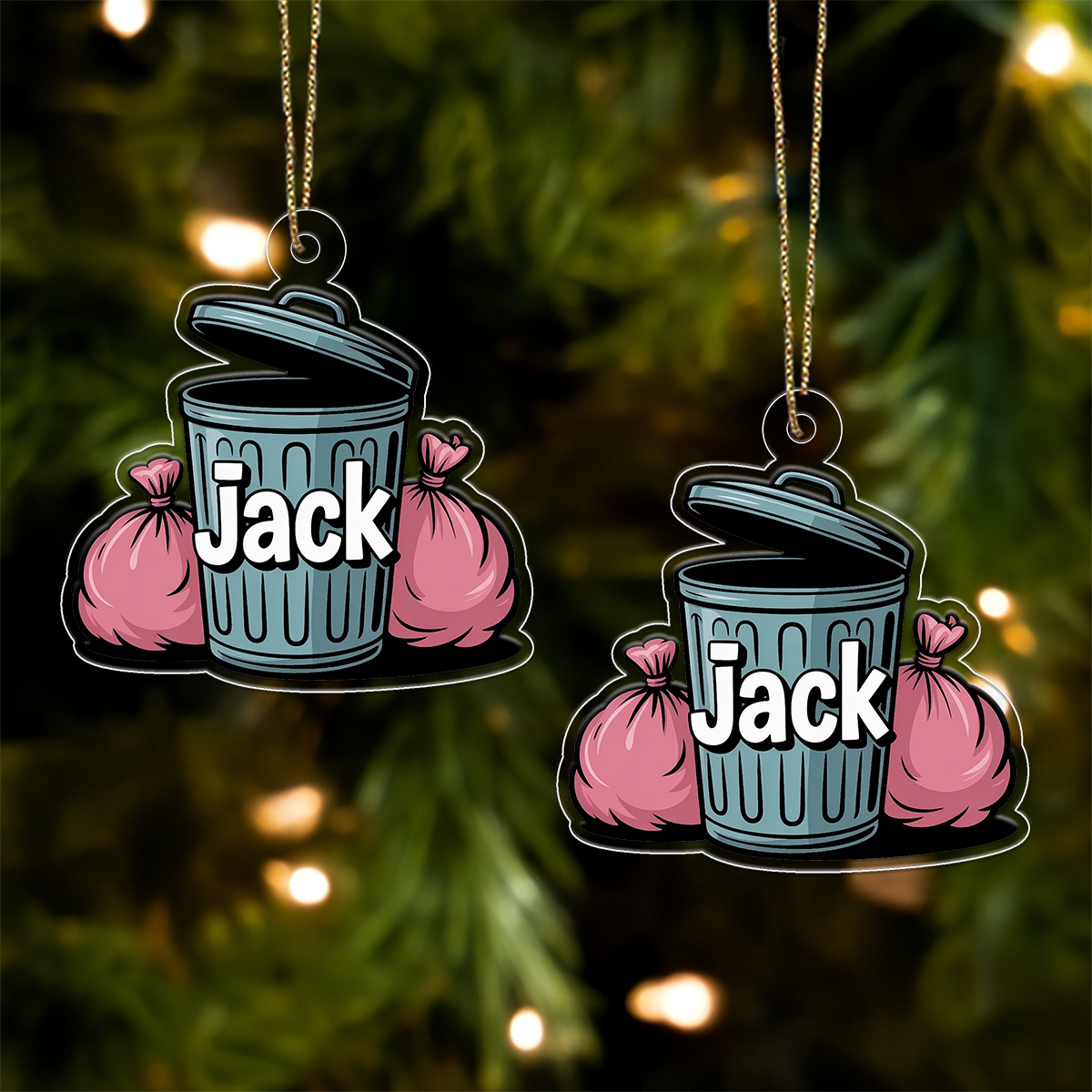 Personalized You Are Trash Funny Ornament, Custom Gag Gift Ornament, Naughty Christmas Ornament, Joke Ornament for Friend, Humor Ornament