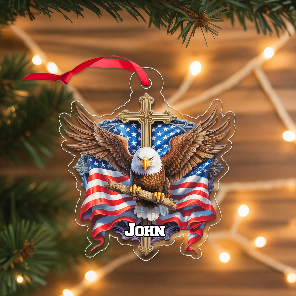 Custom Name Eagle Cross
