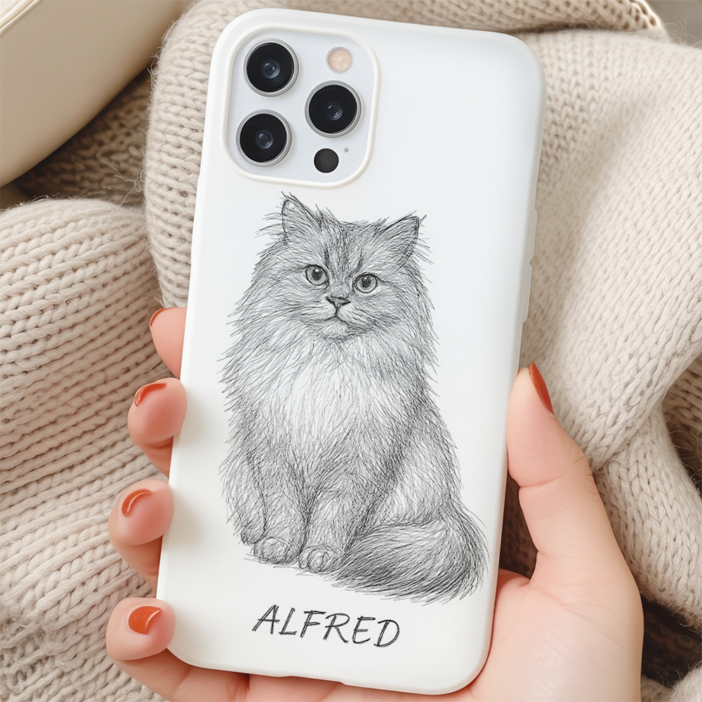 Custom Photo Cat Pencil Art