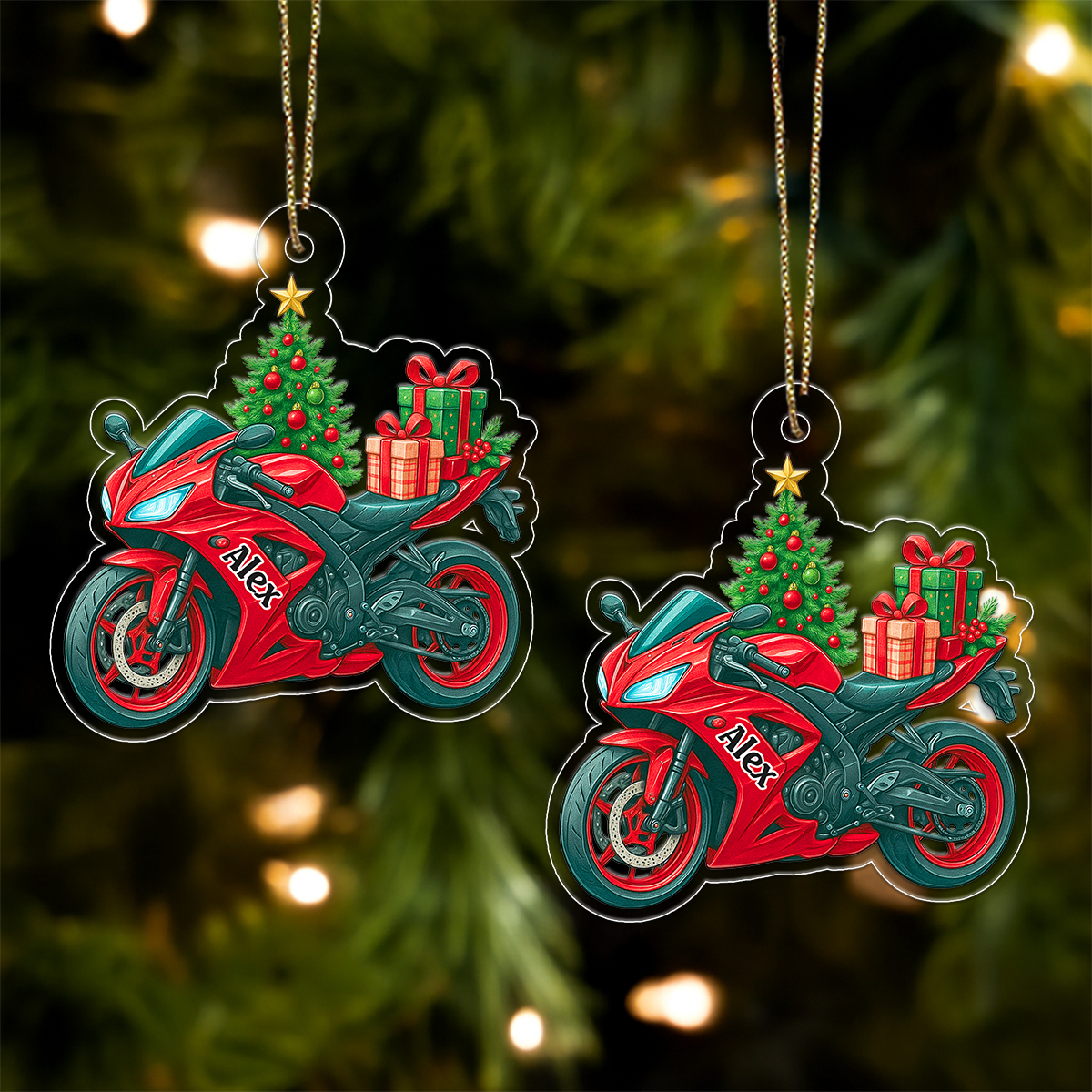 Custom Name Motorbike Xmas Tree