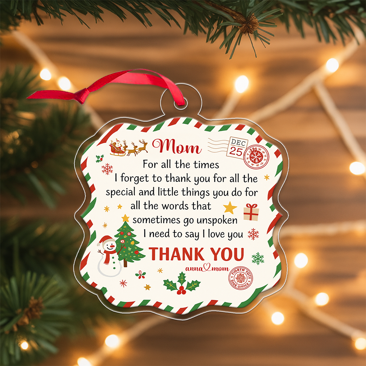 Custom Name Letter Dear Mom Xmas