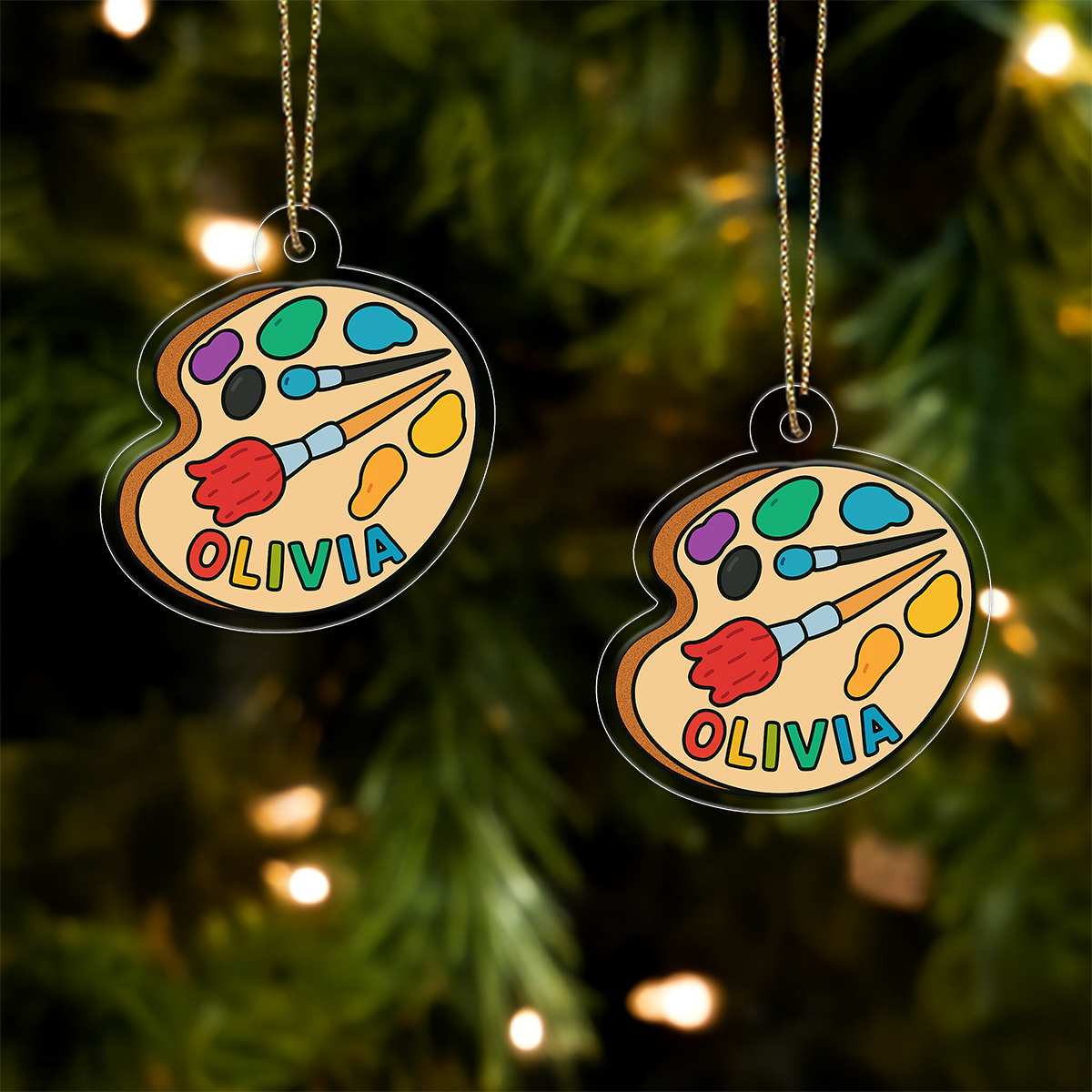 Personalized Paint Palette Ornament, Custom Artist Christmas Ornament, Painter Gift, Art Teacher Ornament, Holiday Decoration Keepsake