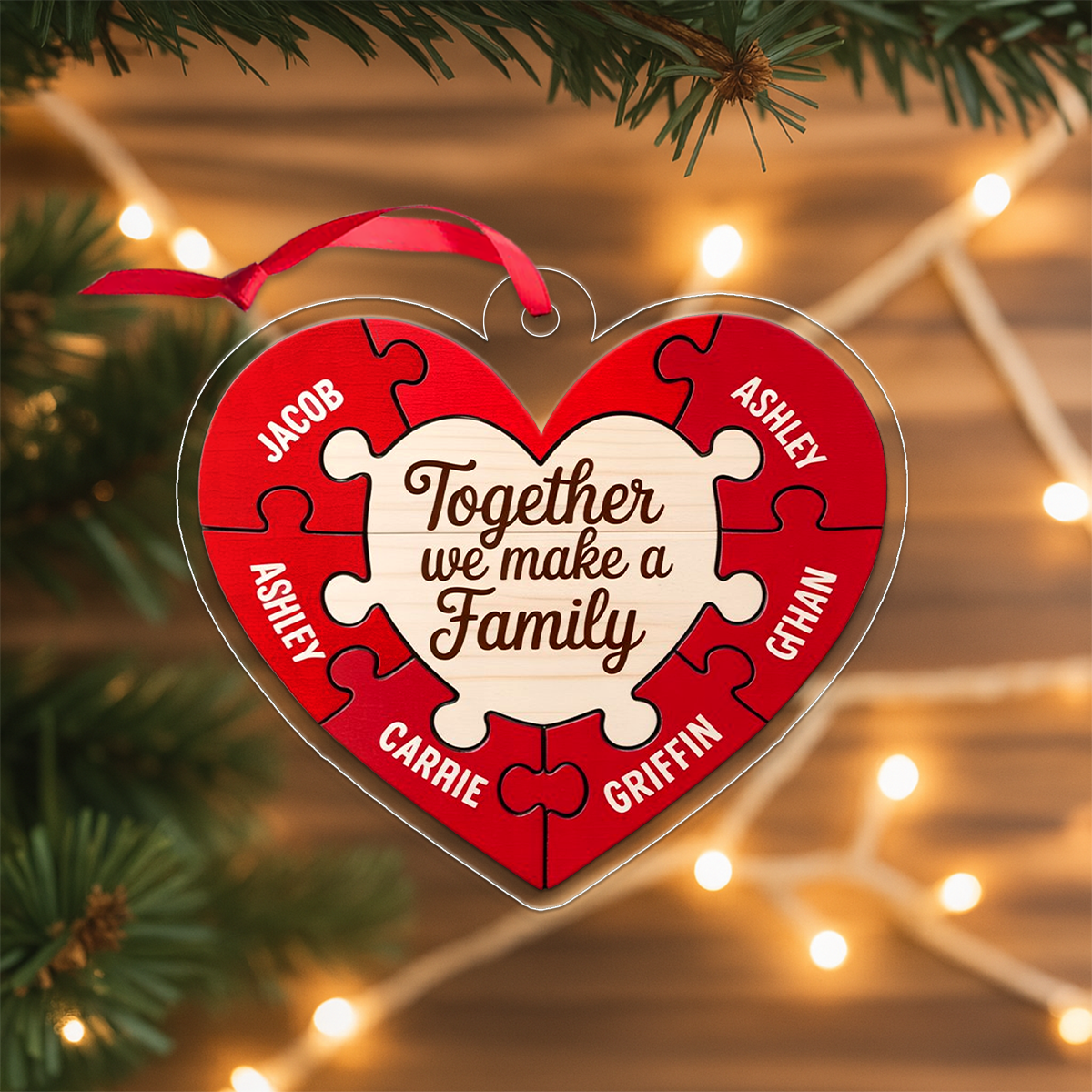 Personalized Together We Make A Family Heart Ornament, Custom Family Christmas Ornament, Parents Gift, Love Keepsake Holiday Decoration