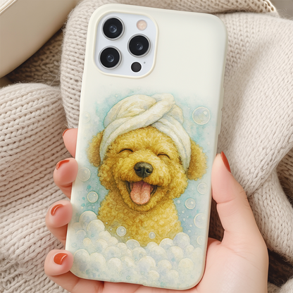Custom Dog Potrait In Bathroom Phone Case