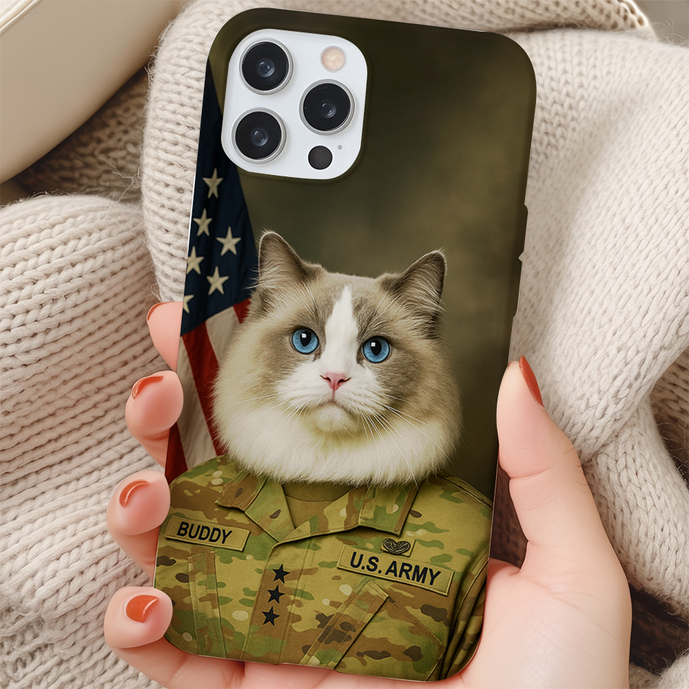 Custom Dog Photo Us Army Phone Case _ Gift For Dog Lovers