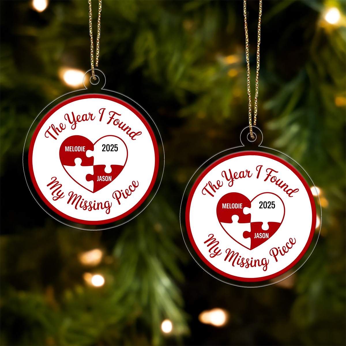 Personalized The Year I Found My Missing Piece Ornament, Custom Couple Christmas Ornament, Engagement Gift, Wedding Anniversary Keepsake