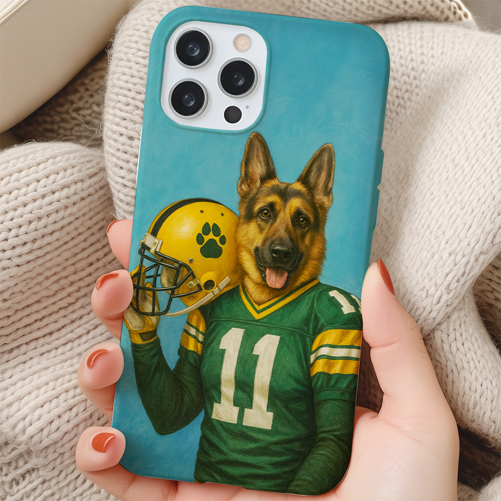 Custom Dog Photo Football Player Phone Case