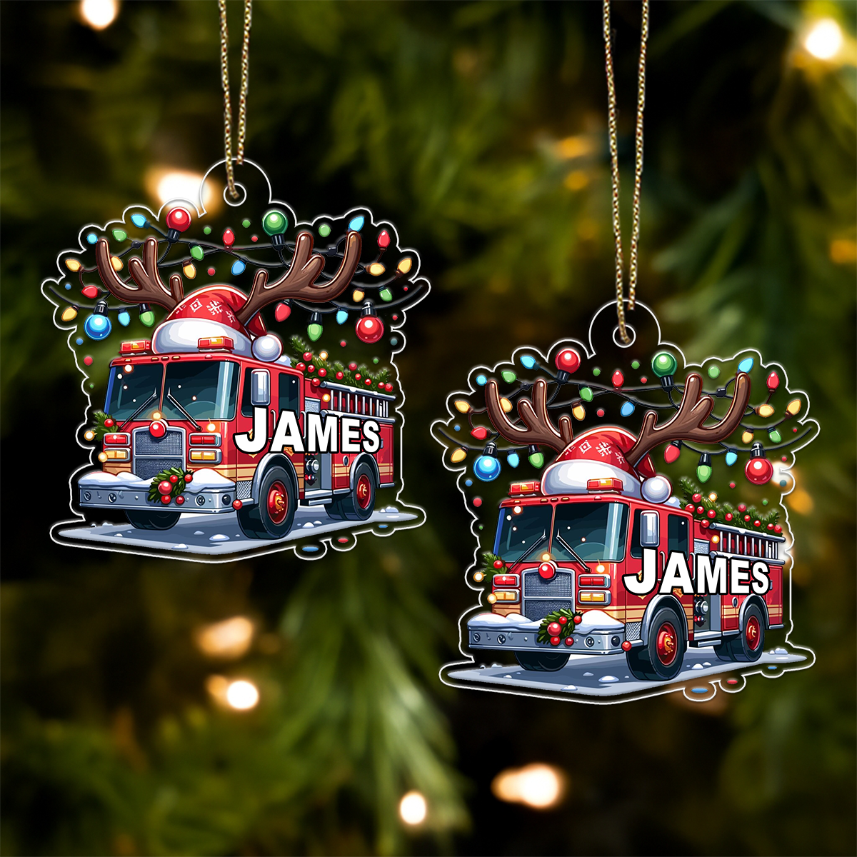 Custom Name Fire Truck Car For Firefighter