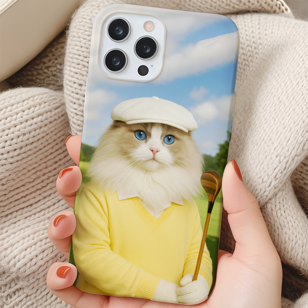 Custom Photo Golfer Cat Phone Case Gift For Cat Lovers