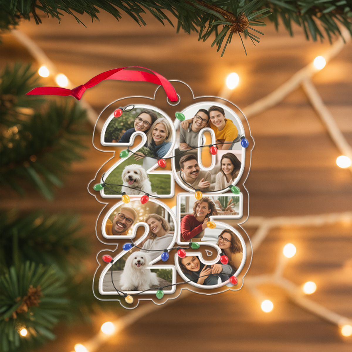 Custom Photo What A Year - Personalized Custom Shaped Acrylic Ornament2