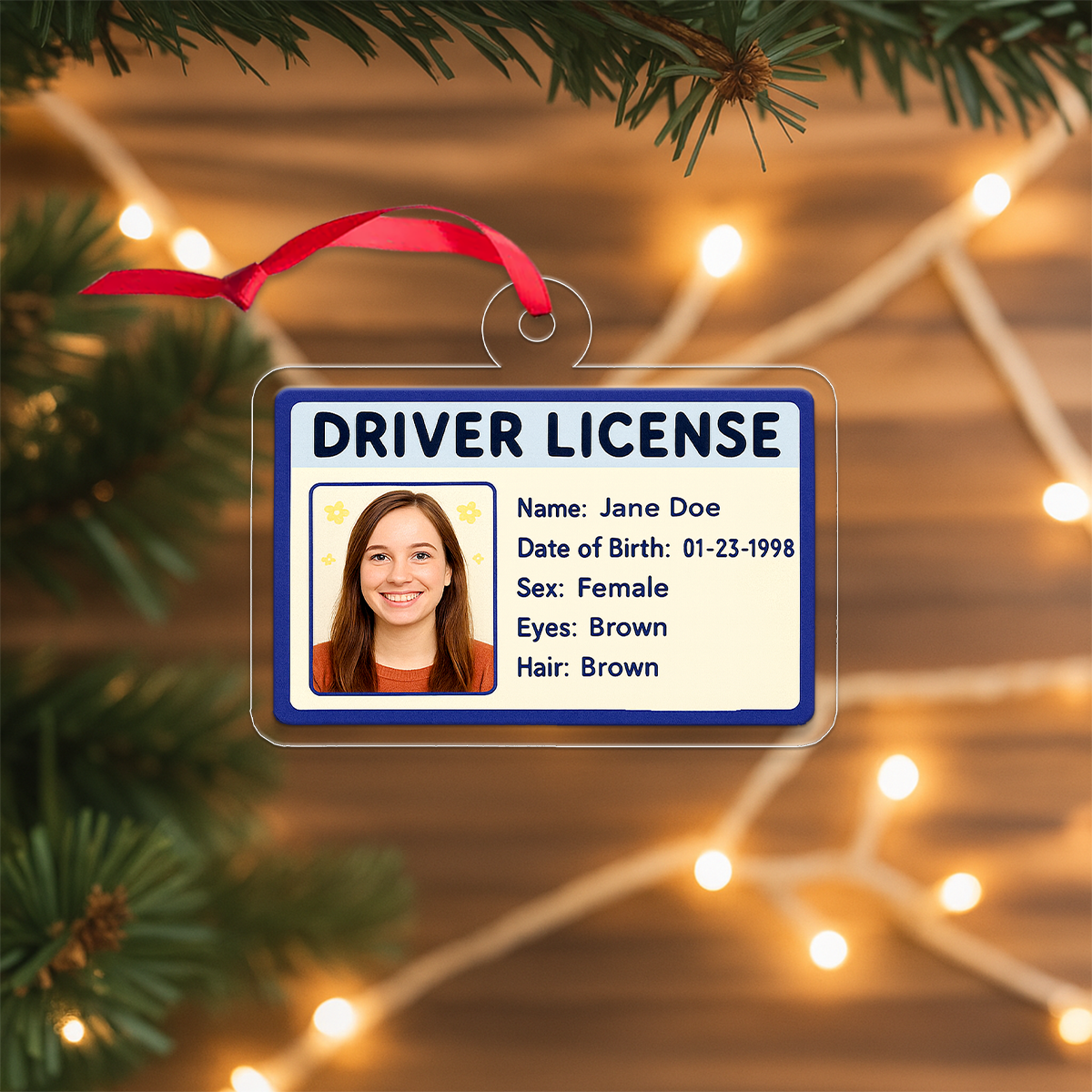 Custom Photo Driver License Ornament, Personalized ID Card Christmas Ornament, Funny Gag Gift, New Driver Ornament