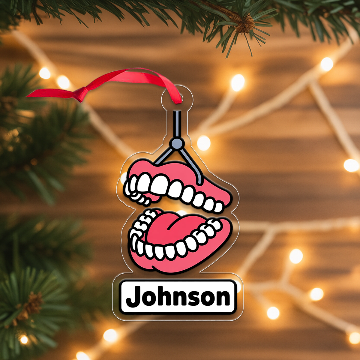 Personalized Open Mouth Dental Ornament, Custom Dentist Christmas Ornament, Orthodontic Braces Gift, Dental Ornament, Funny Tooth Decoration