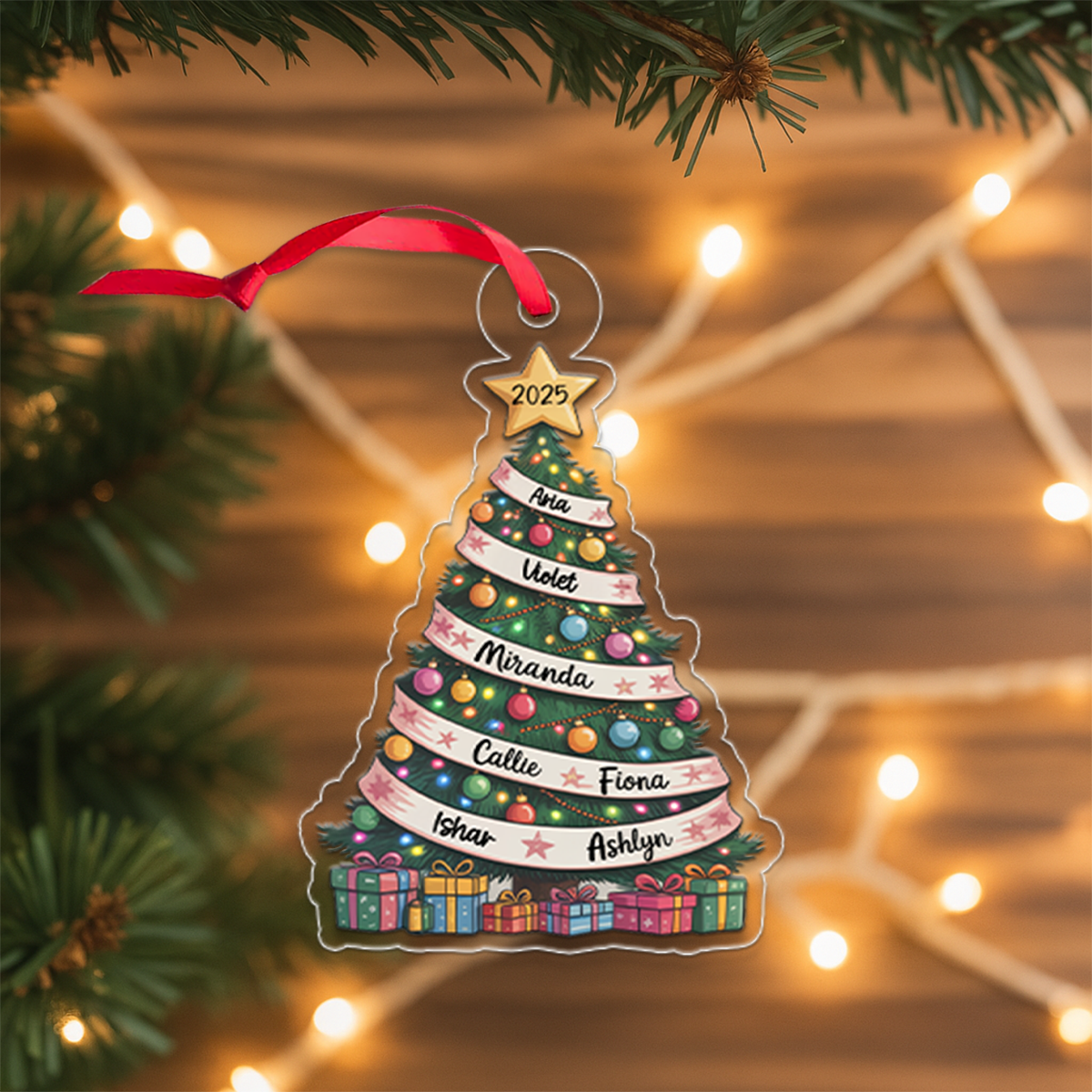 Our Family Christmas Tree, Cherished Memories - Personalized Custom Ornament - Gift for Family3