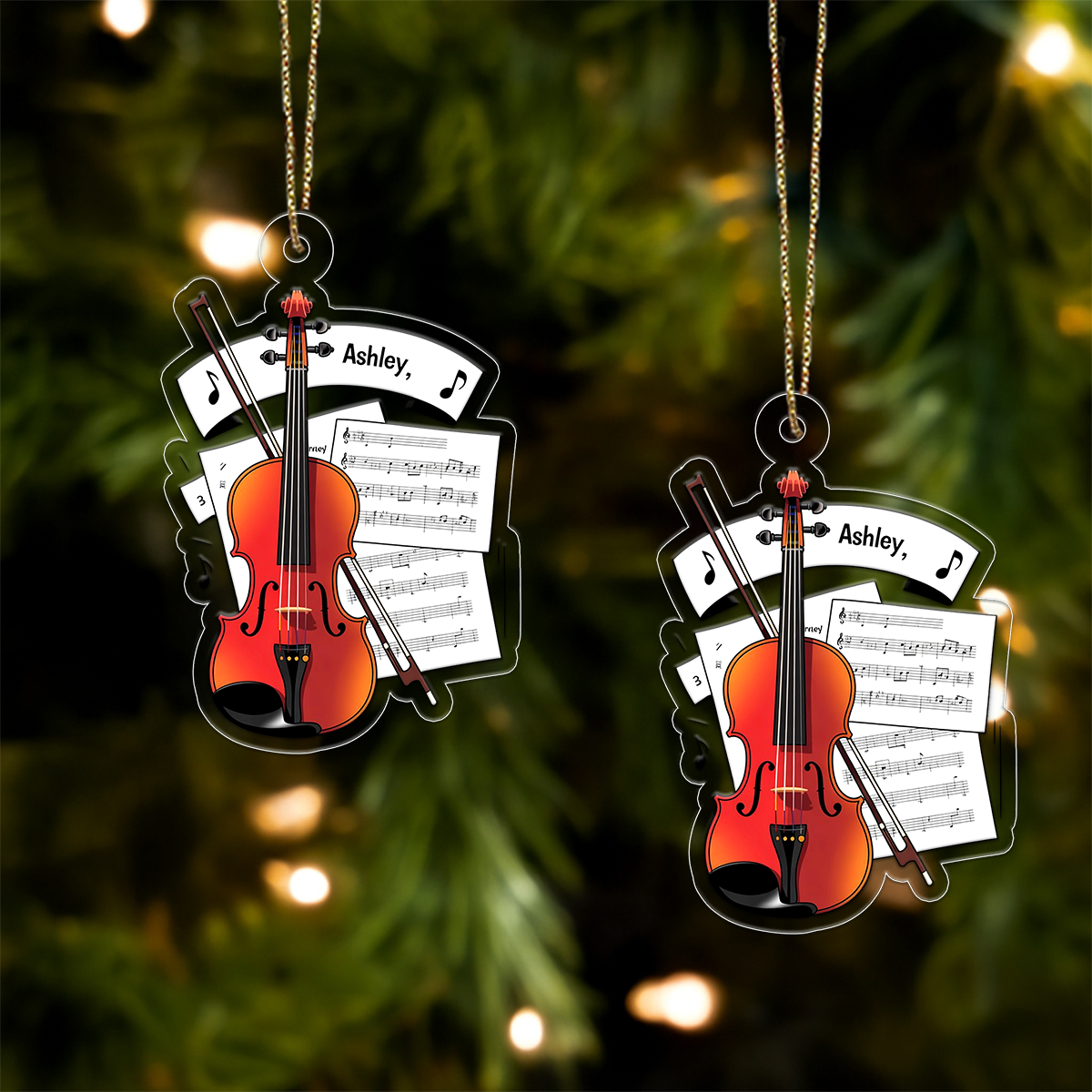 Personalized Music Violin Ornament, Custom Christmas Ornament, Music Teacher Gift, Violin Player Ornament, Orchestra Holiday Keepsake