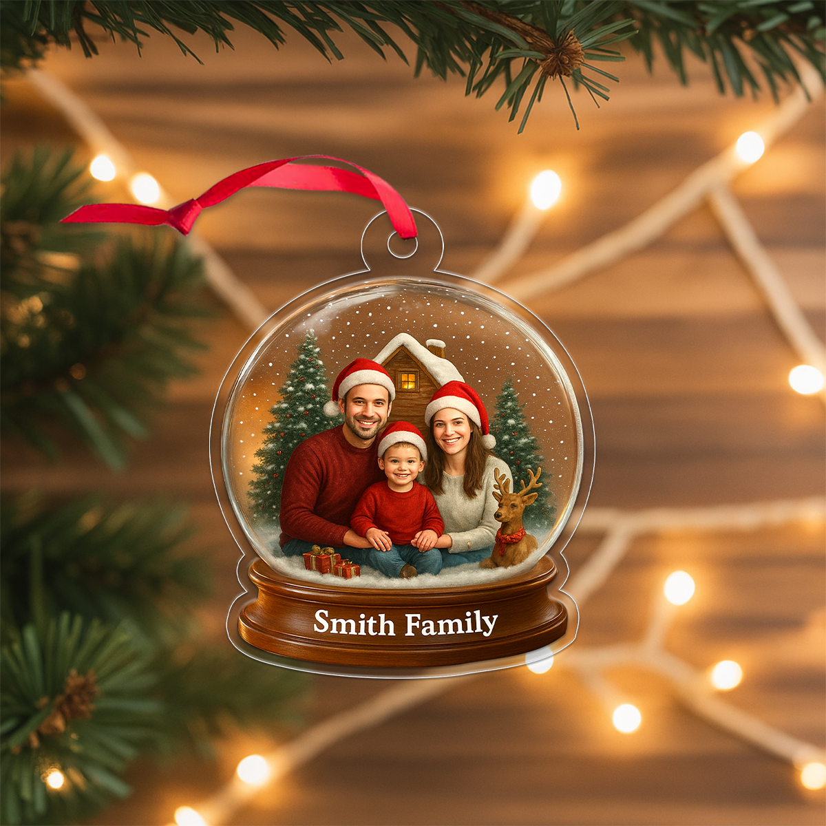 Custom Photo Family Christmas Snow Globe Ornament, Personalized Picture Ornament, Holiday Keepsake Gift, Unique Family Decoration
