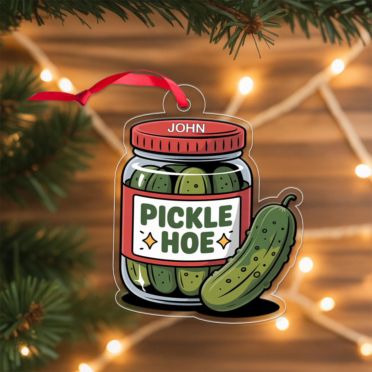 Personalized Pickle Hoe Ornament