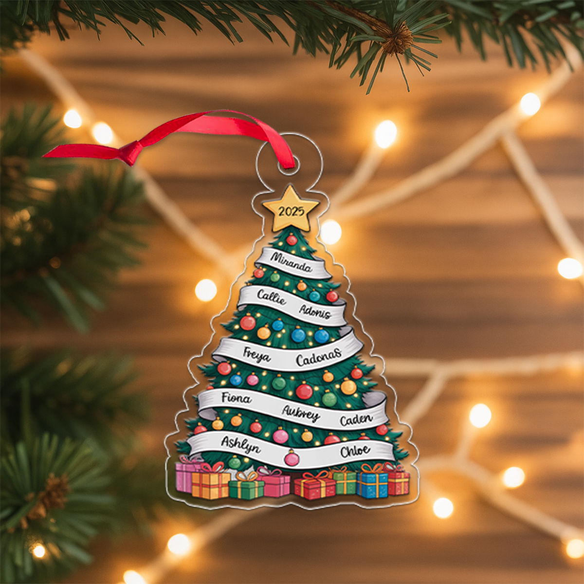 Our Family Christmas Tree, Cherished Memories - Personalized Custom Ornament - Gift for Family2