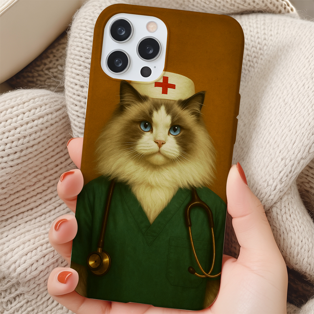 Custom Photo Nurse Cat Phone Case Gift For Cat Lovers