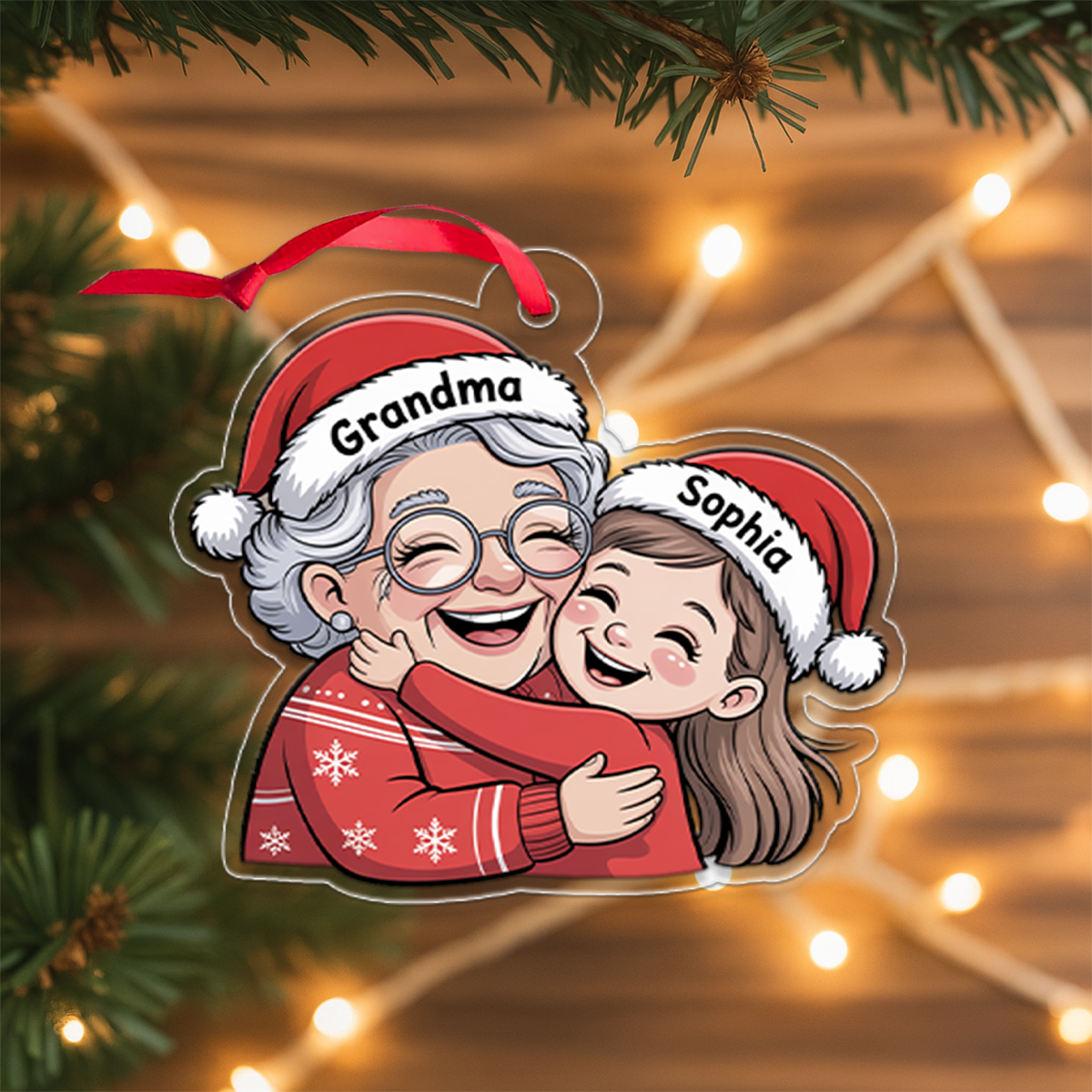 Personalized Grandma And Grandkid Christmas Ornament