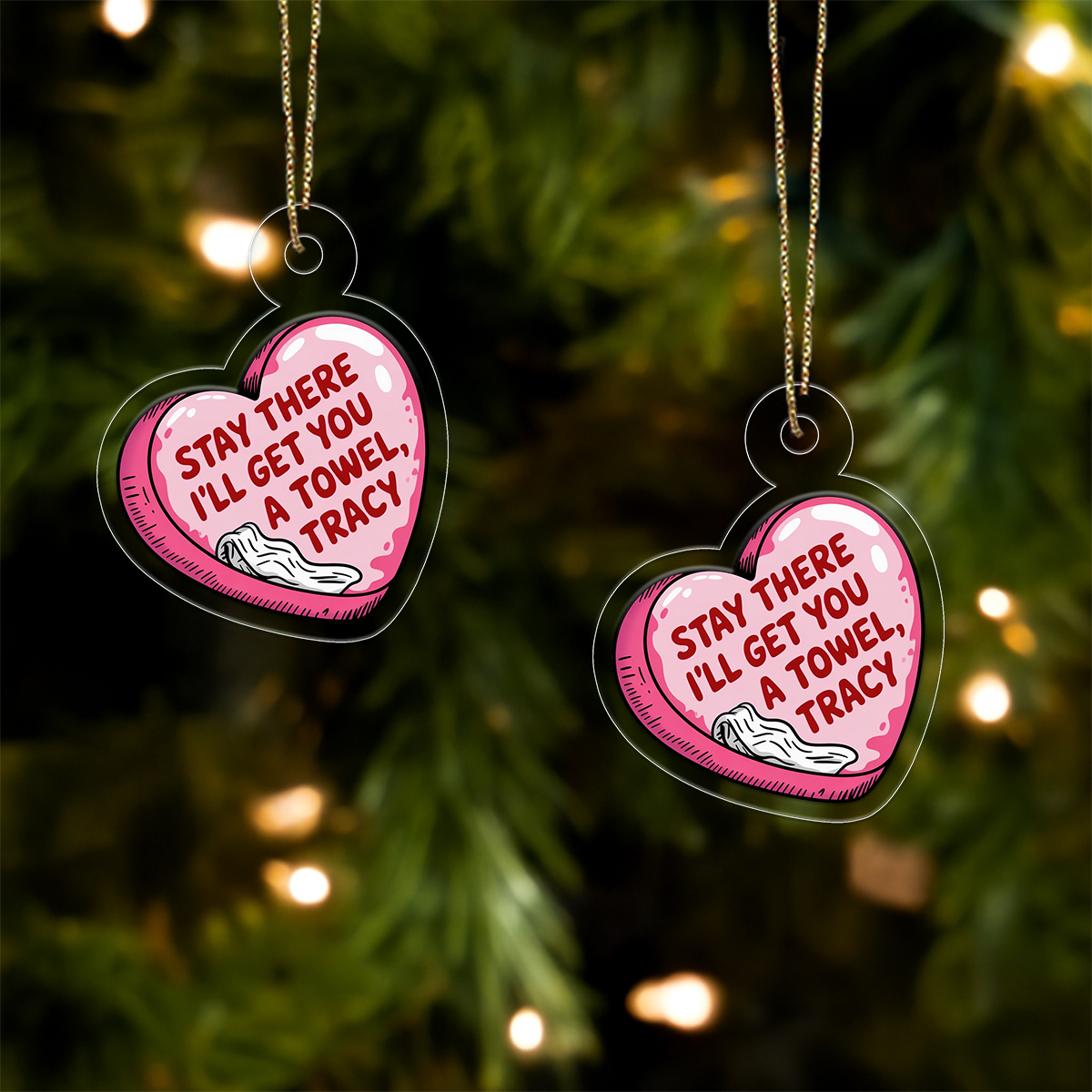 Personalized Stay There I'll Get You A Towel Ornament, Funny Couple Ornament, Custom Bathroom Humor Ornament, Naughty Christmas Gag Gift