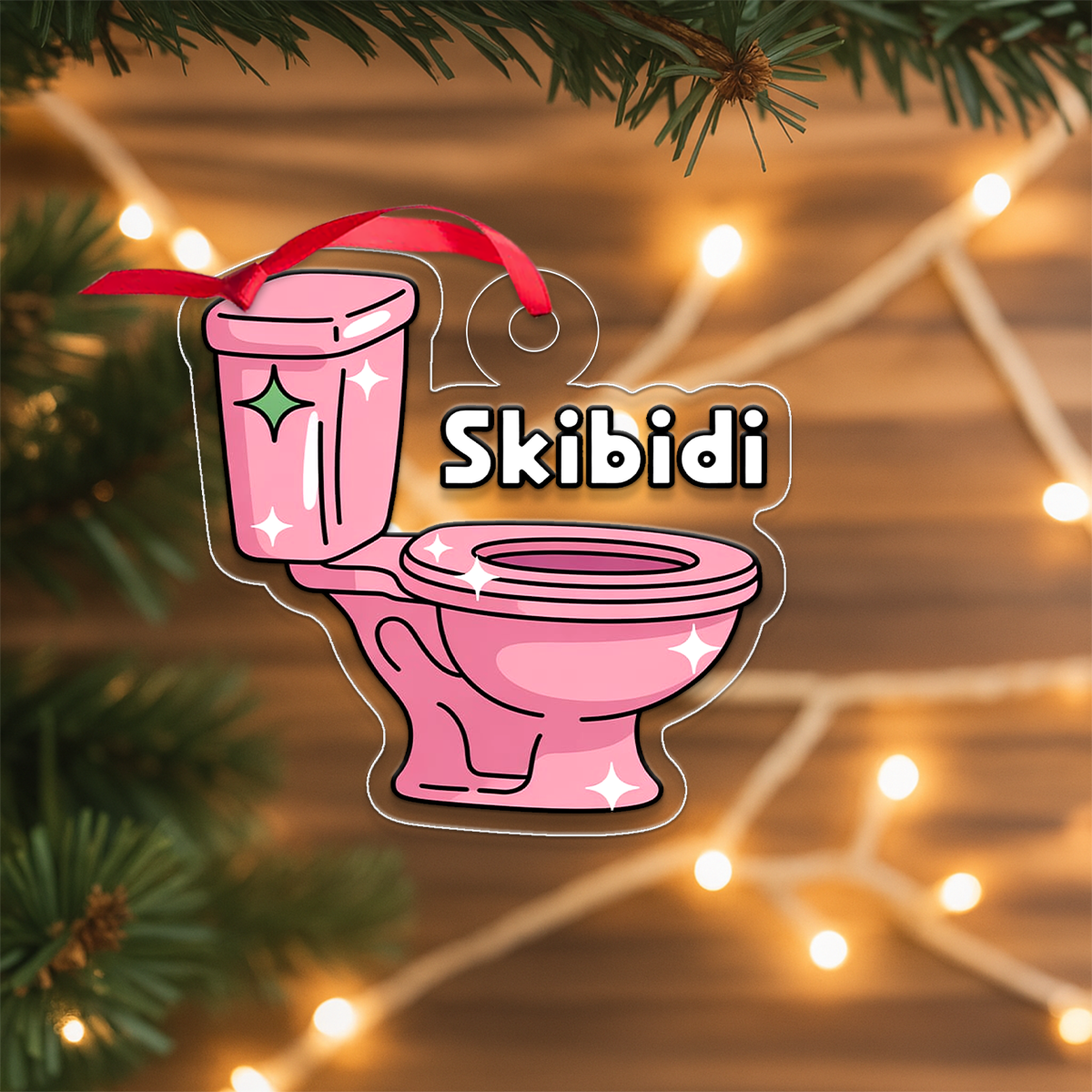 Funny Skibidi Toilet Acrylic Ornament, Toilet Christmas Ornament, Meme Ornament, Gag Gift for Teen Kids, Holiday Decoration