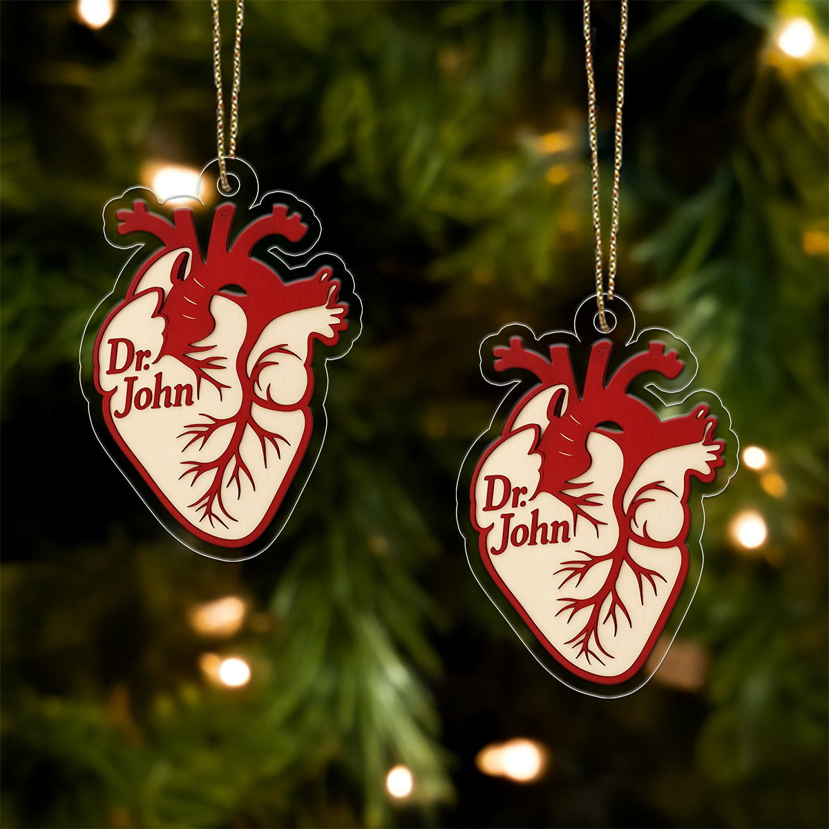 Personalized Anatomical Heart Christmas Ornament, Custom Medical Gift for Cardiologist, Nurse, Doctor, Biology Student, Holiday Tree Decor