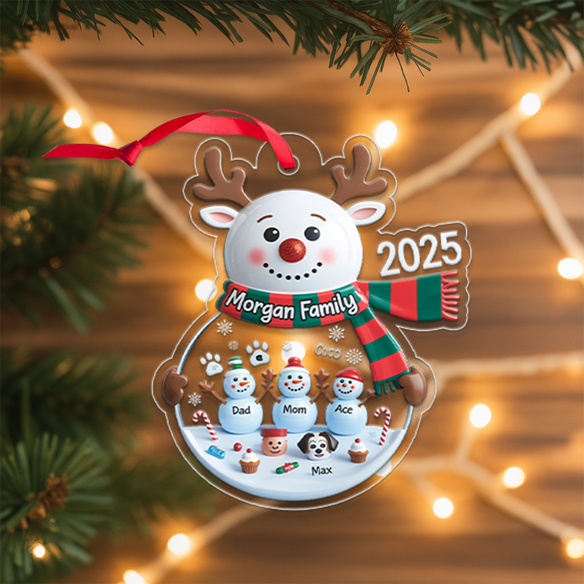 Personalized Snowman Family Ornament 2025