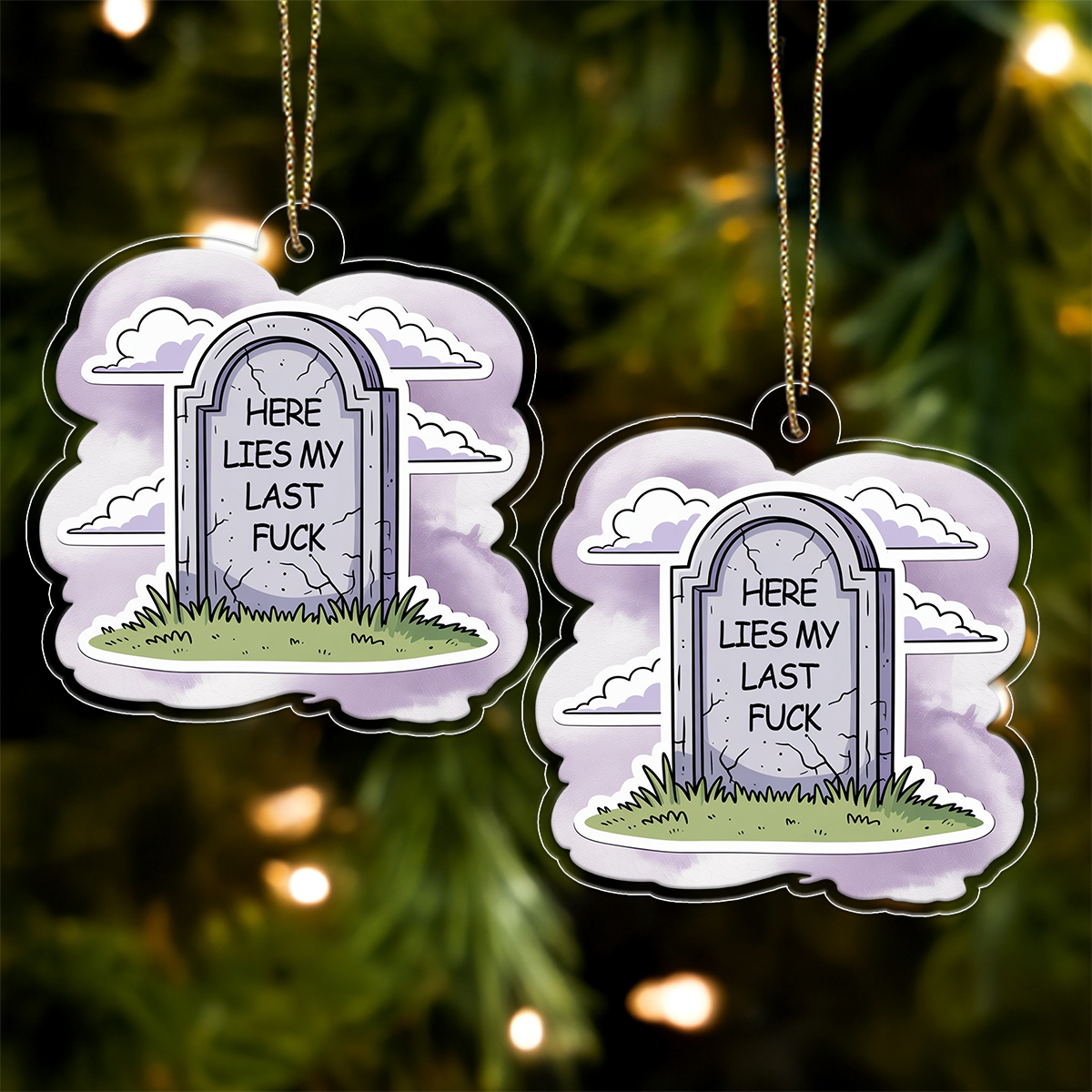 Funny Here Lies My Last Tombstone Christmas Ornament, Grave Ornament, Dark Humor Christmas Ornament, Sarcastic Gag Gift, Holiday Decoration