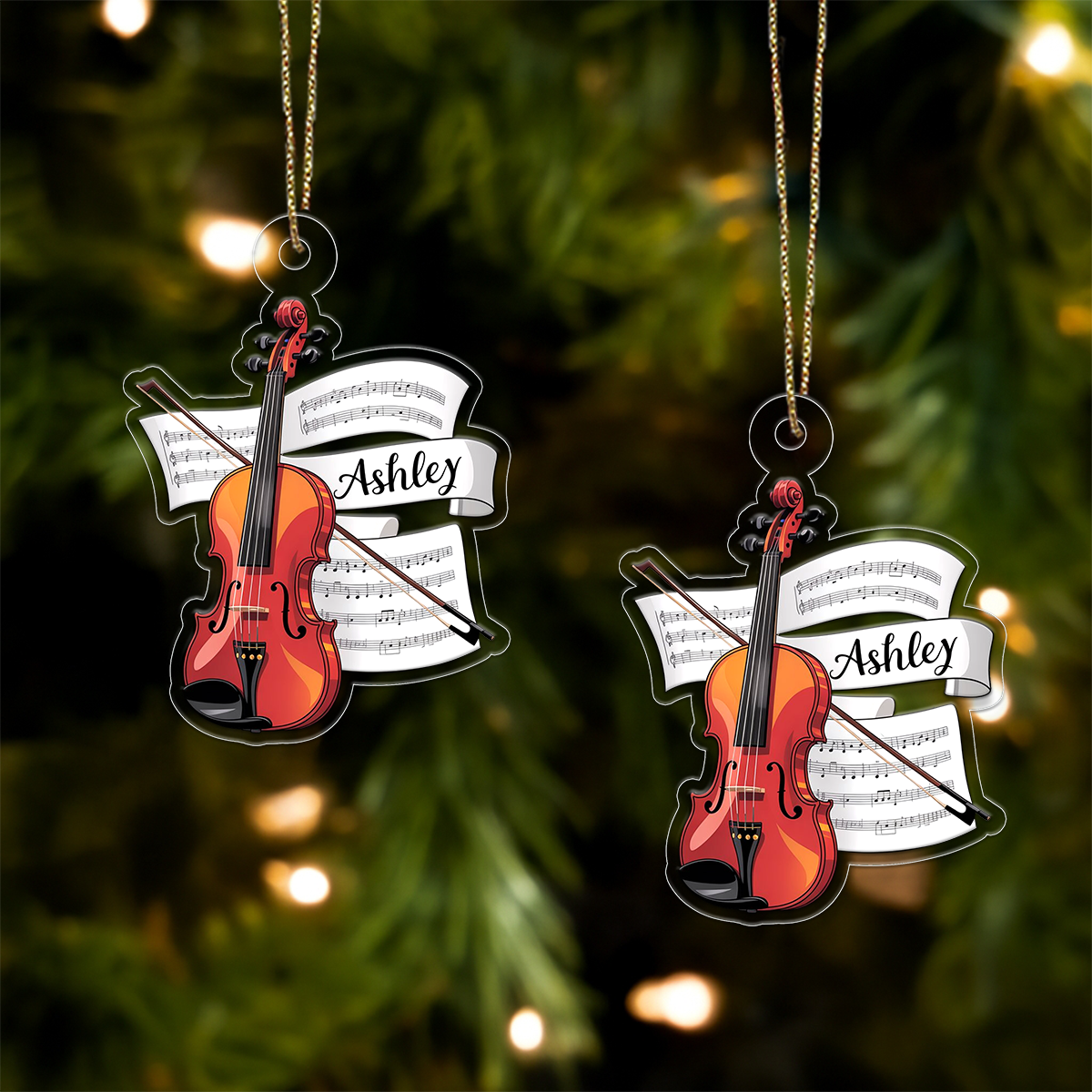 Personalized Music Violin Acrylic Ornament, Custom Christmas Ornament, Music Gift, Violin Player Ornament, Orchestra Holiday Keepsake