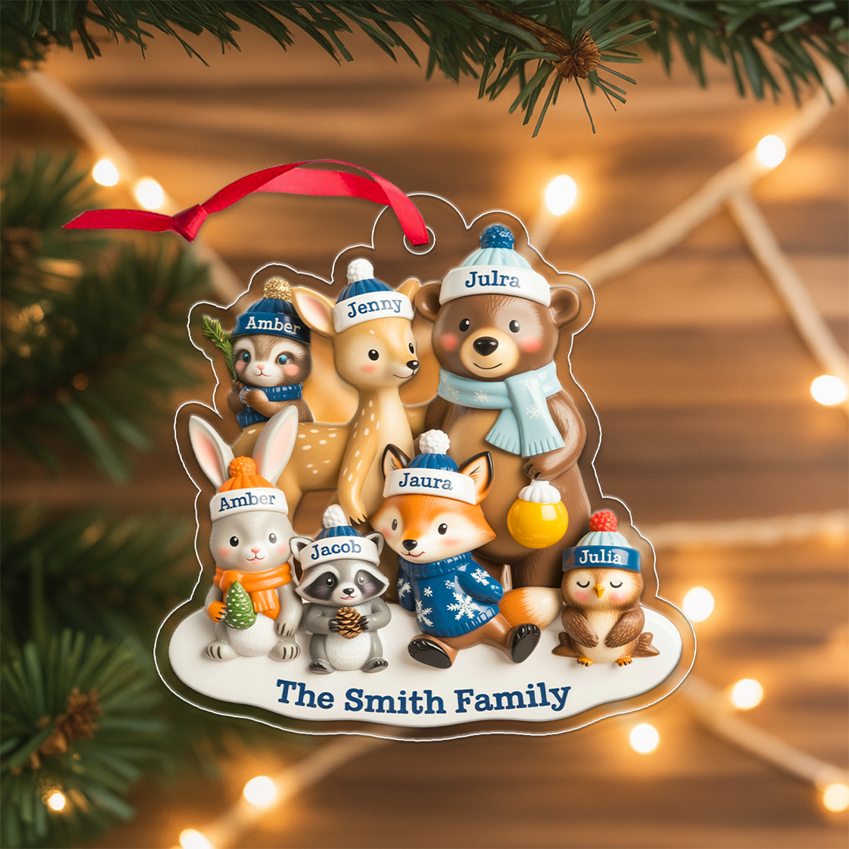 Woodland Family Personalized Acrylic Ornament