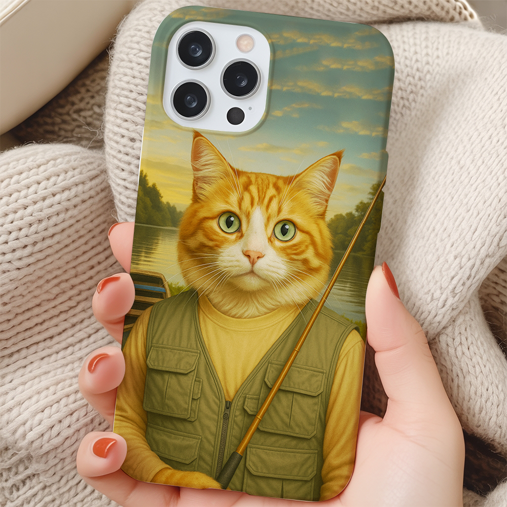 Custom Photo Fisherman Cat Phone Case