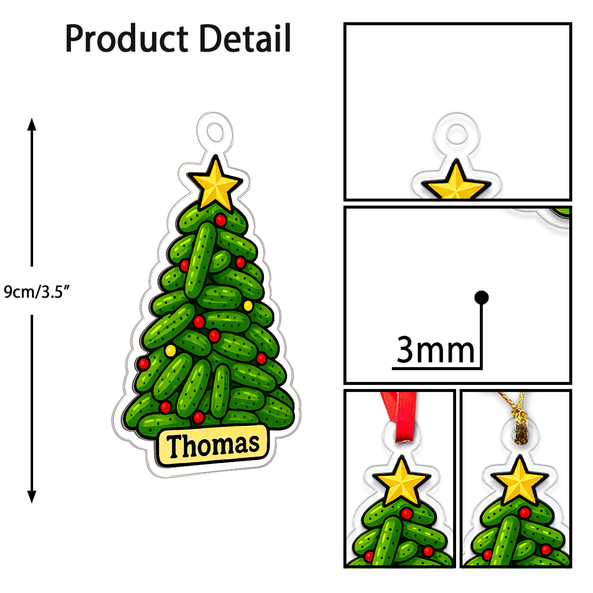 Personalized Pickle Christmas Tree Ornament, Custom Funny Holiday Ornament, Gift for Pickle Lovers, Christmas Decoration, Holiday Keepsake
