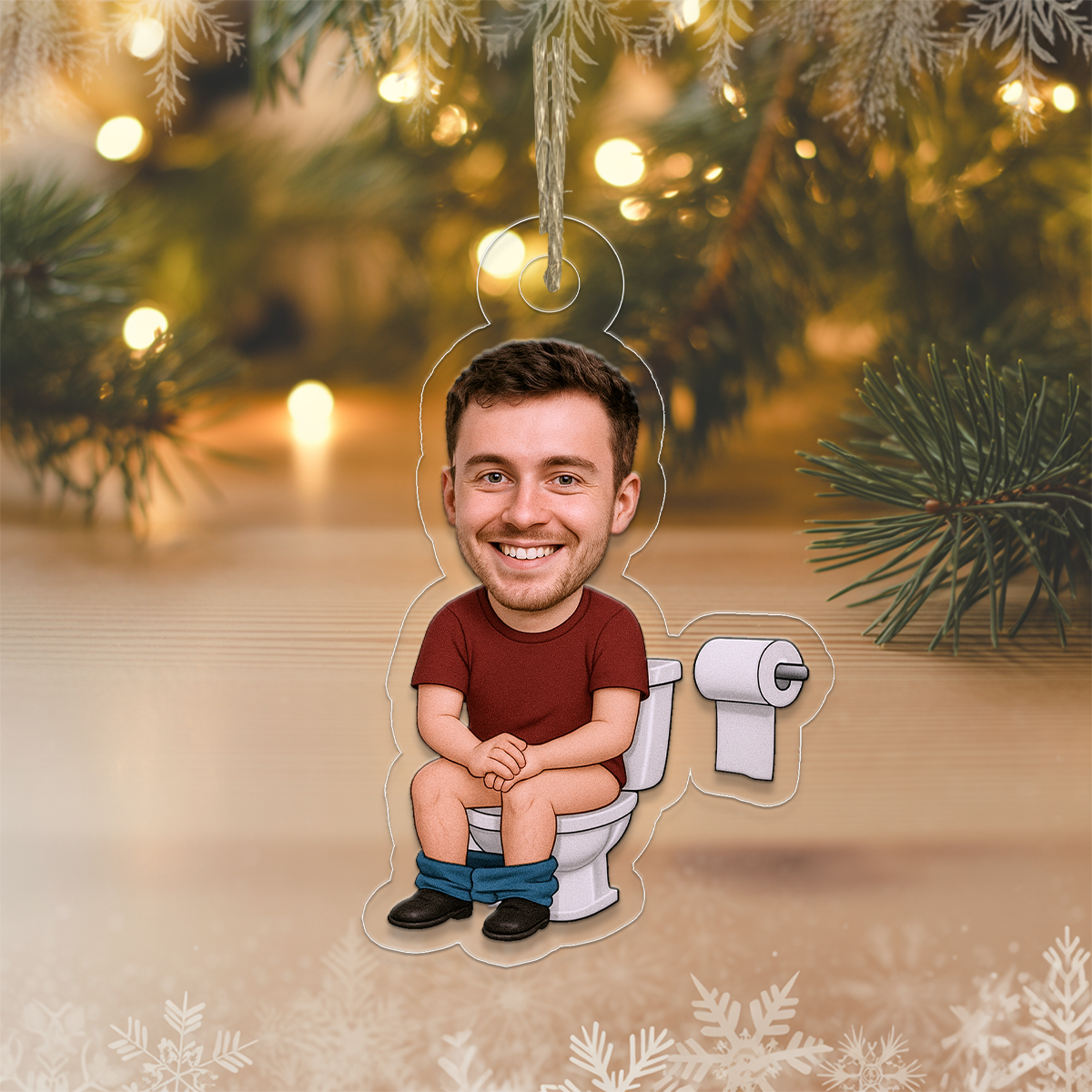 Custom Photo Man in the Toilet Ornament, Personalized Funny Christmas Ornament, Humor Keepsake, Unique Xmas Ornament
