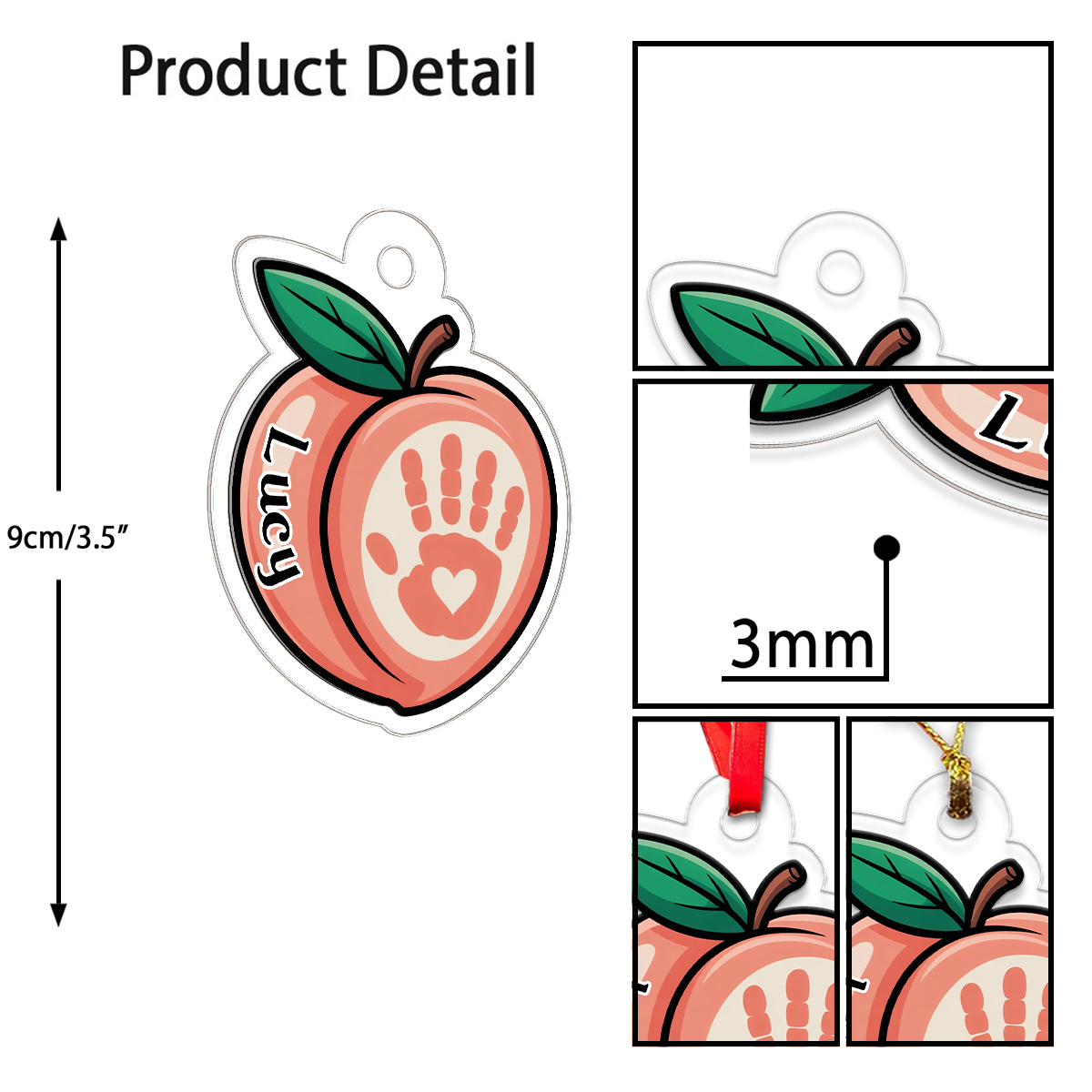 Funny Hand On Peach Ornament, Personalized Christmas Ornament, Naughty Humor Gift, Holiday Keepsake for Adults, Quirky Holiday Decoration