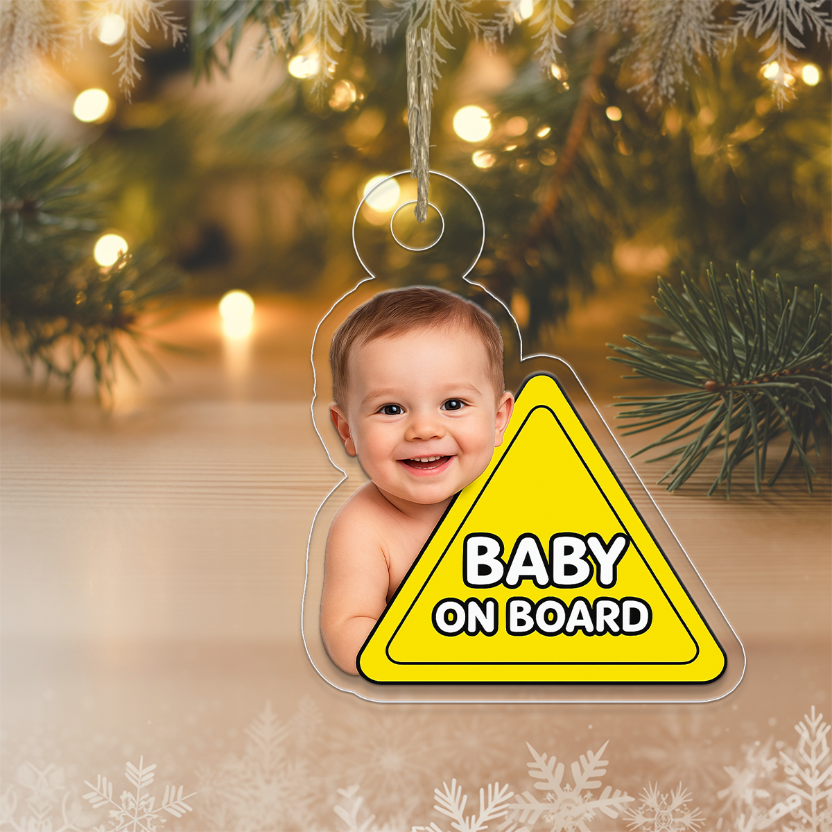 Custom Photo Baby On Board Ornament, Personalized Baby Picture Christmas Ornament, Baby’s First Christmas Keepsake, Holiday Decoration Gift