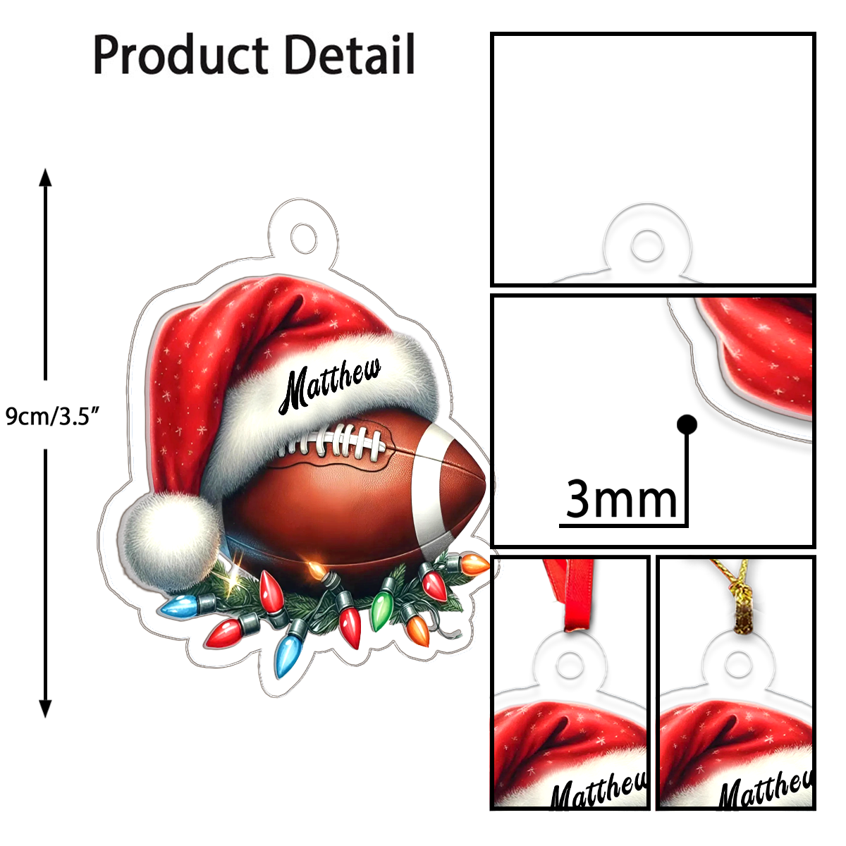 Custom Name Baseball Santa Acrylic Ornament Christmas Gift