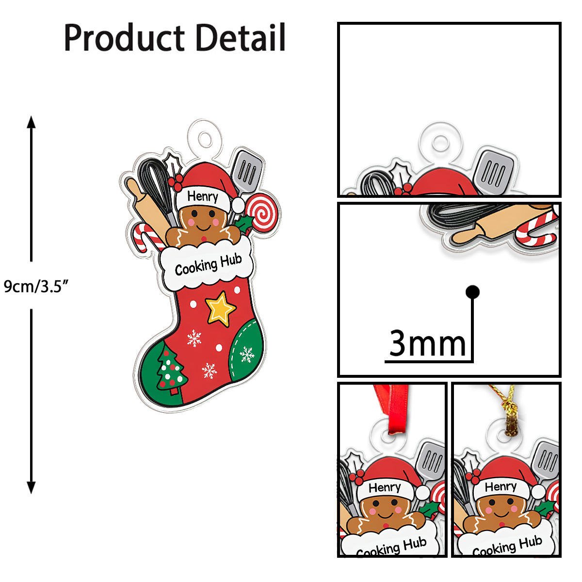 Custom Name Cooking Hub Christmas Stocking Acrylic Ornament Christmas Gift