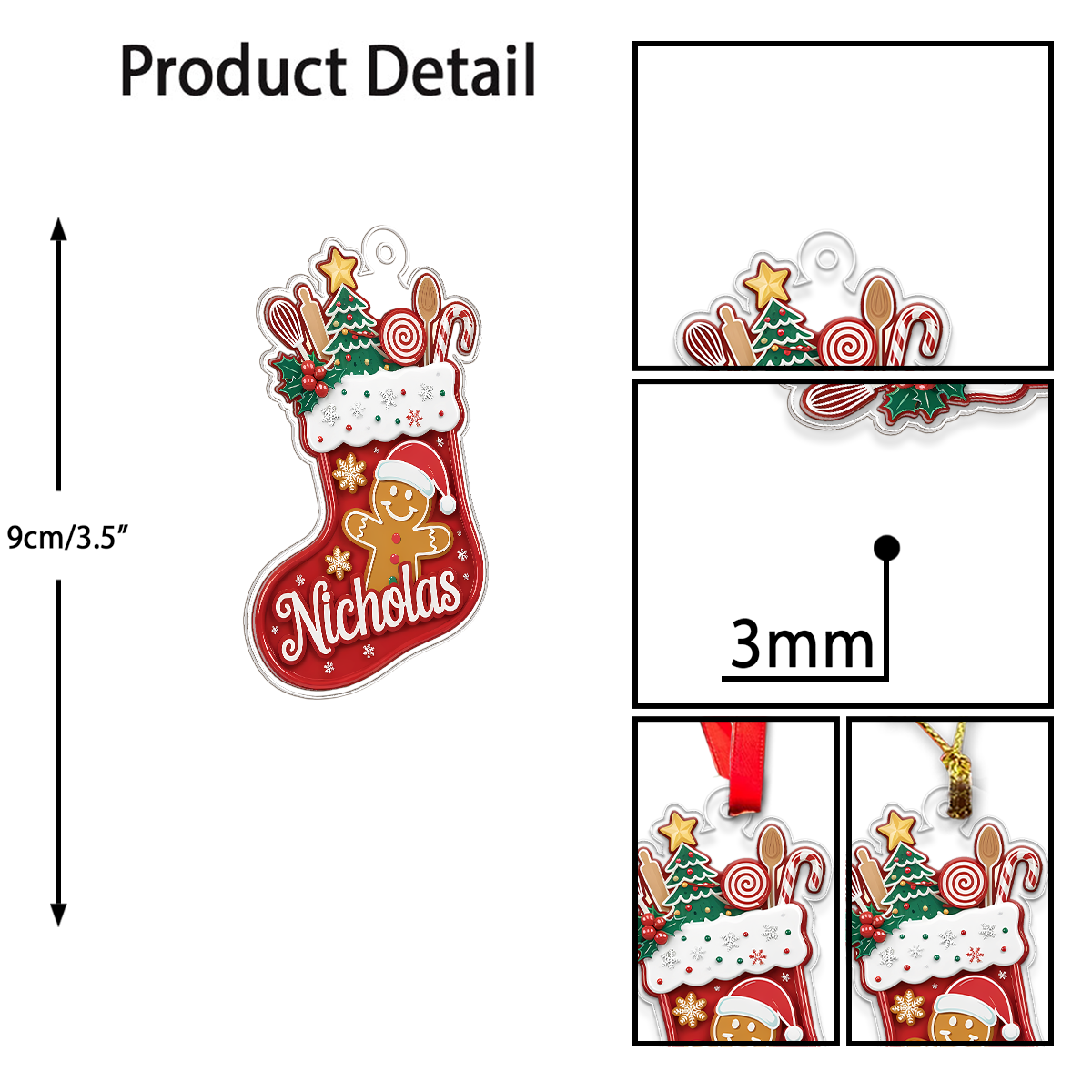 Custom Name Cooking Hub Christmas Stocking With Utensils Acrylic Ornament Christmas Gift